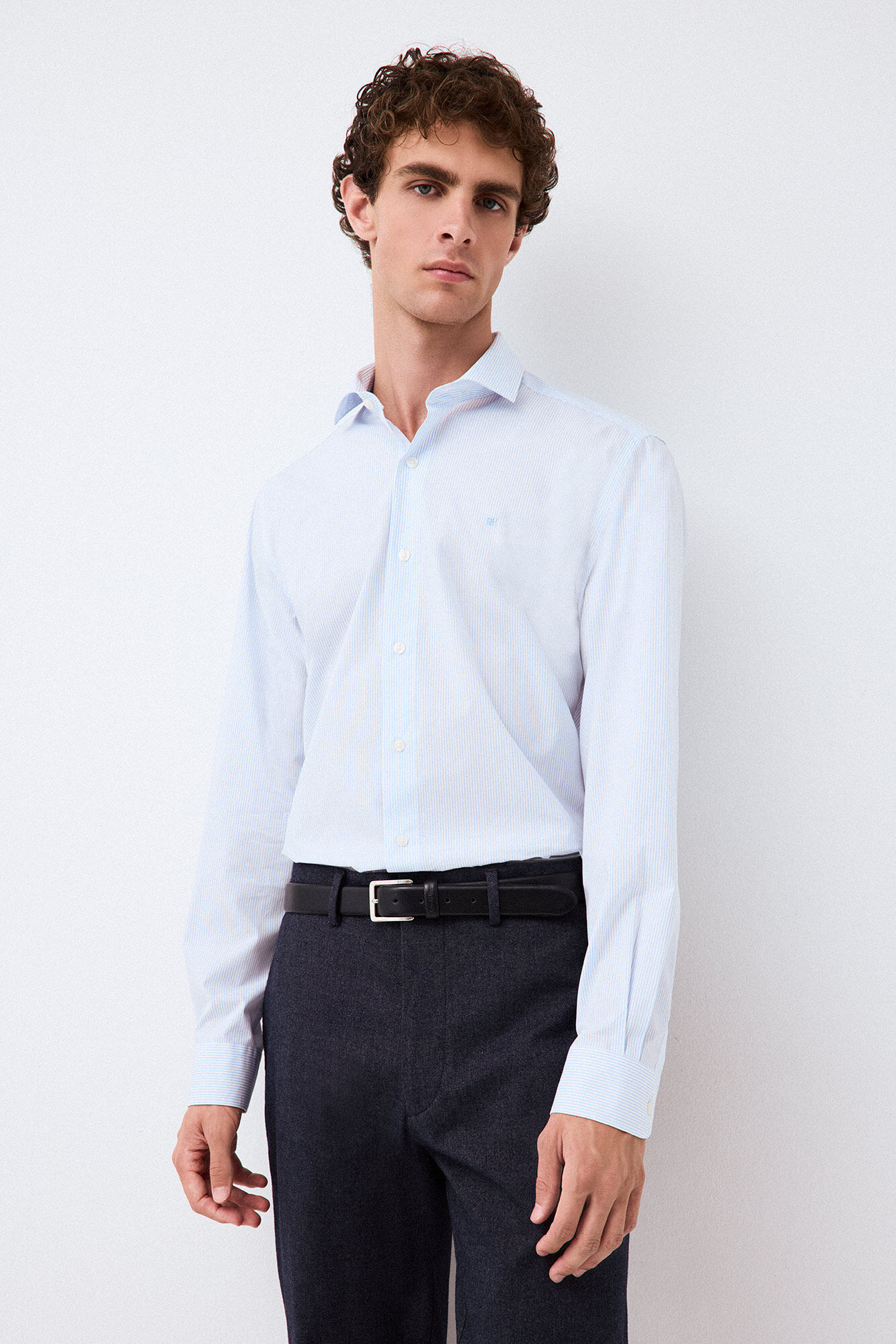 Pedro del Hierro Striped non-iron + anti-stain slim fit dress shirt