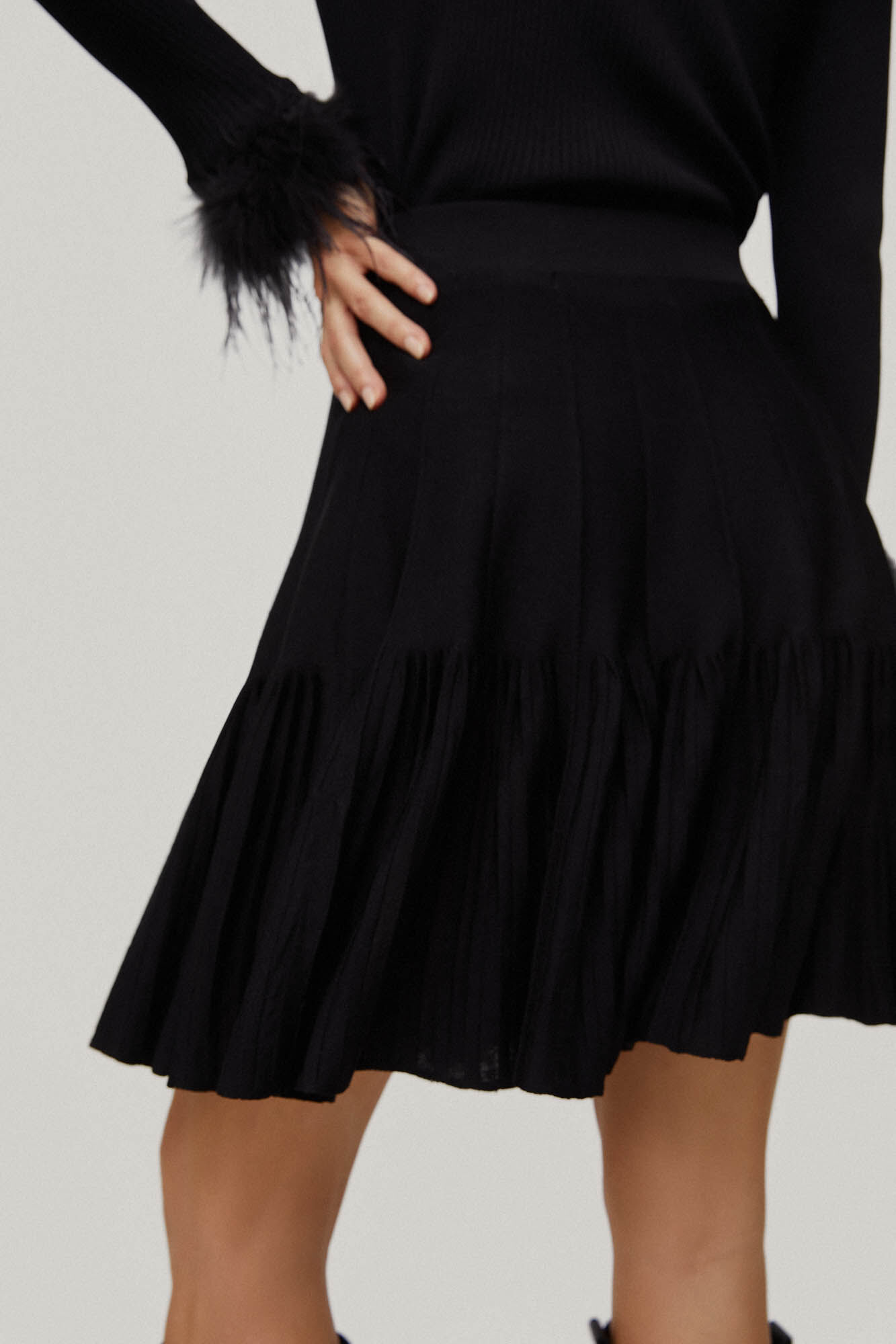 Pedro del Hierro Mini falda plisada Negro