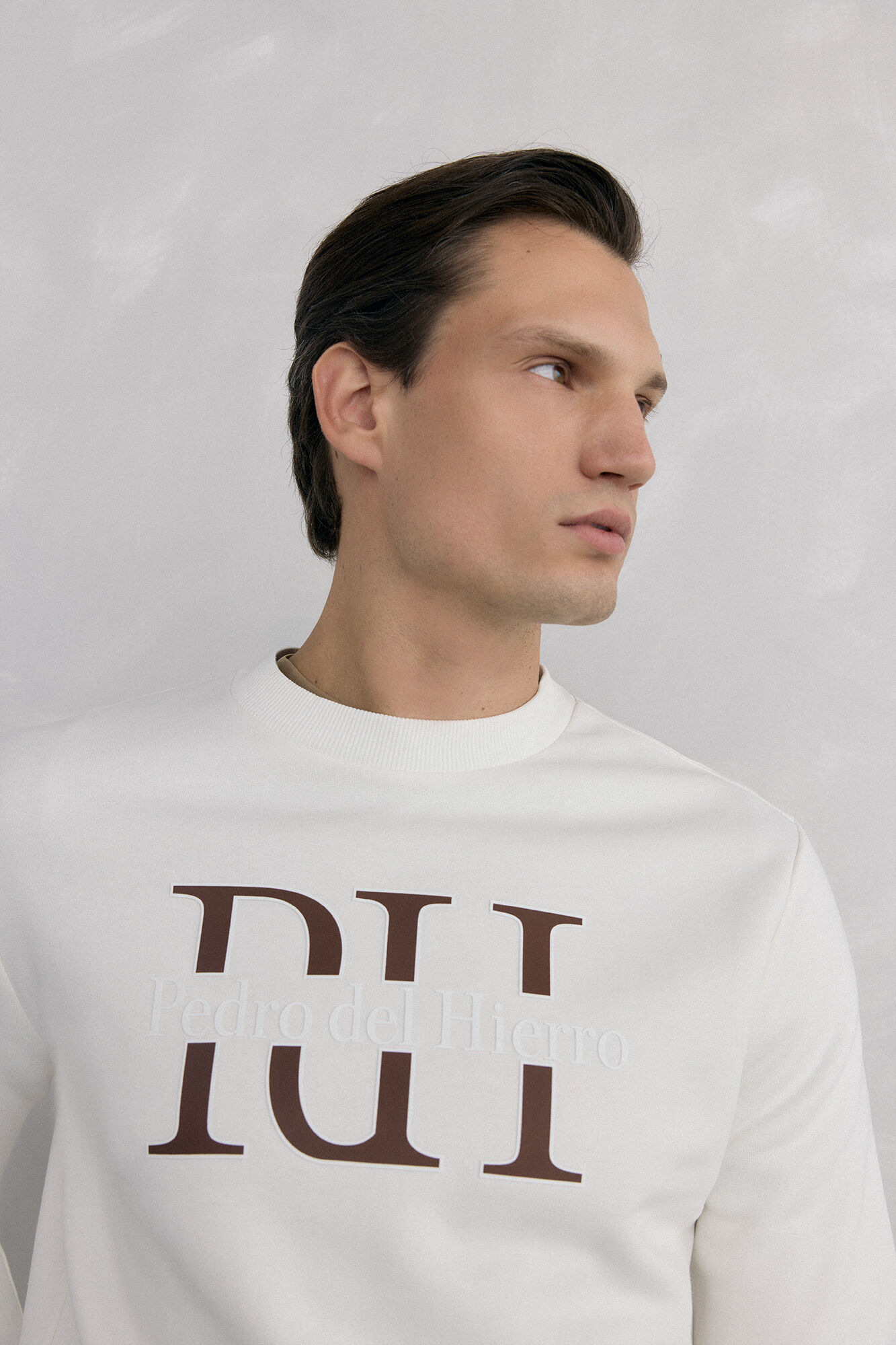 Pedro del Hierro Logo crew neck sweatshirt Ecru