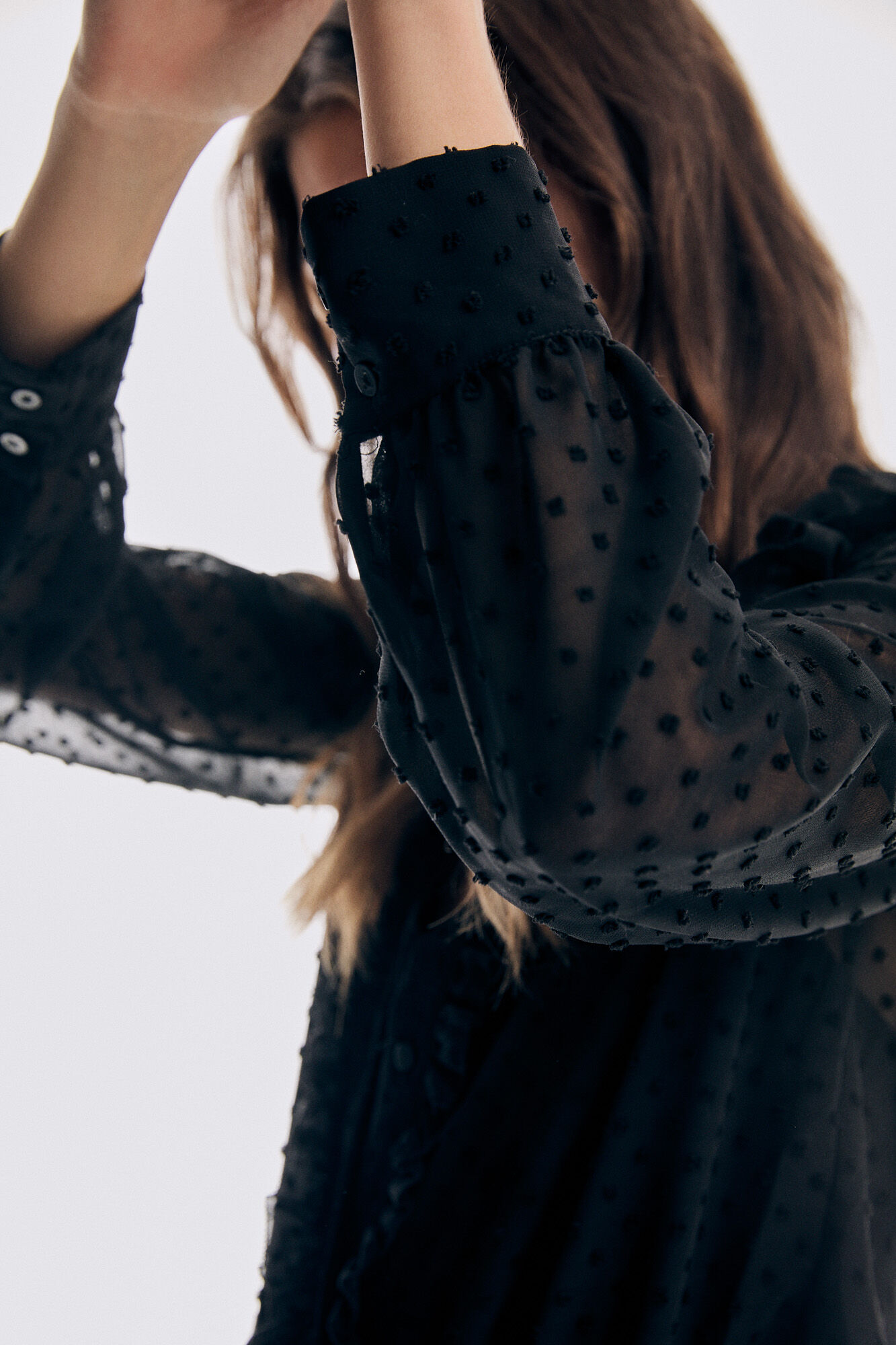 Pedro del Hierro Dot tulle romantic blouse Black