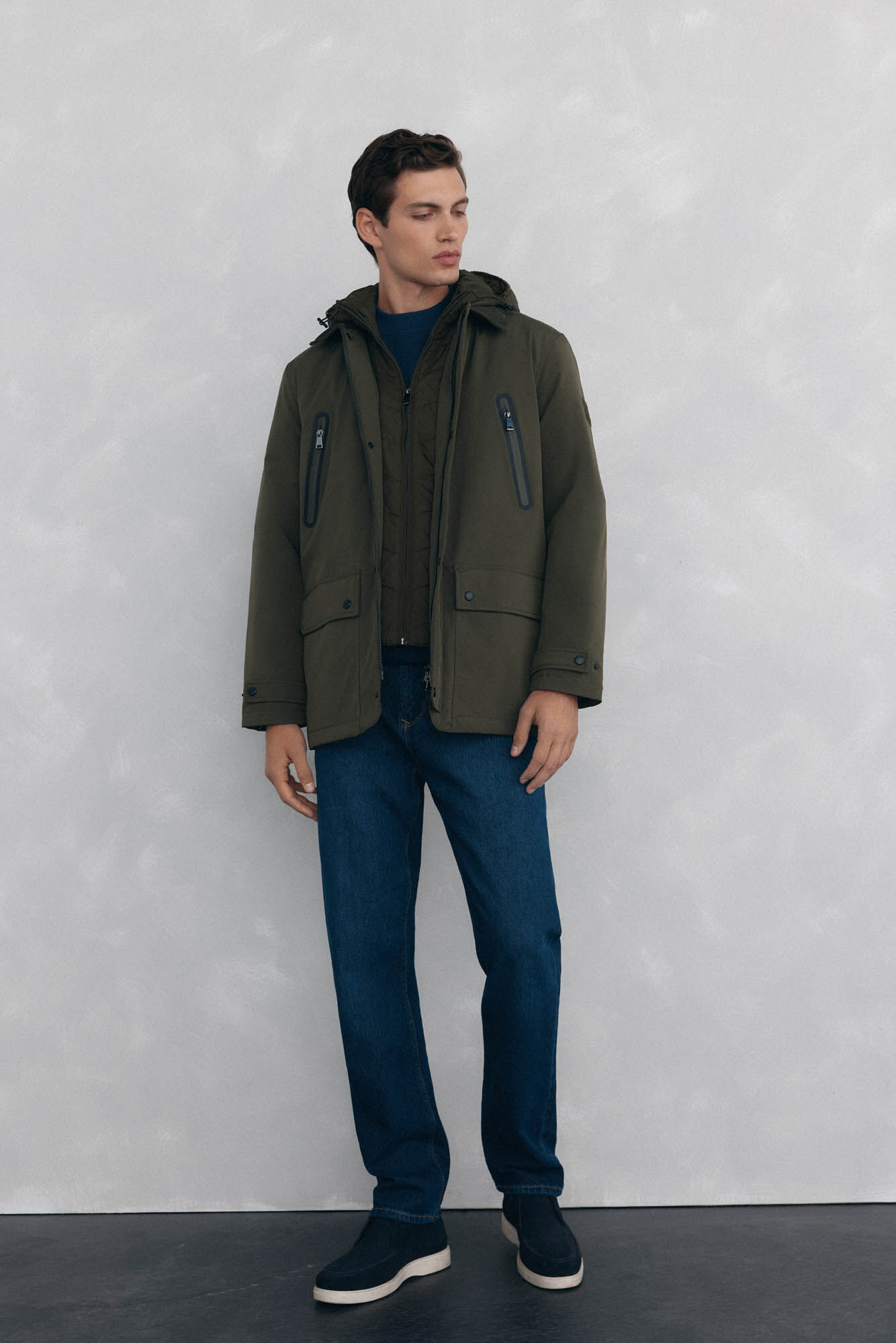 Pedro del Hierro Water-repellent zip fastening jacket Green