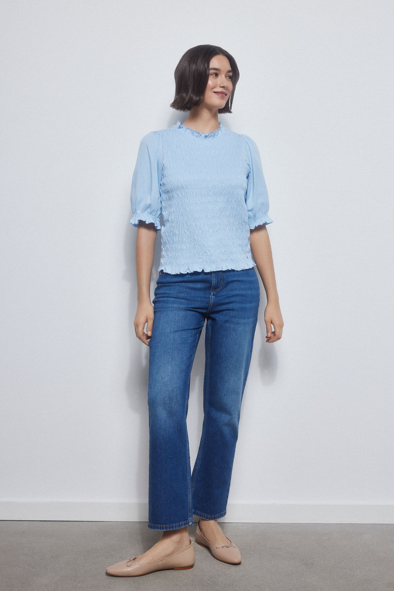 Pedro del Hierro Plain smocked t-shirt Blue