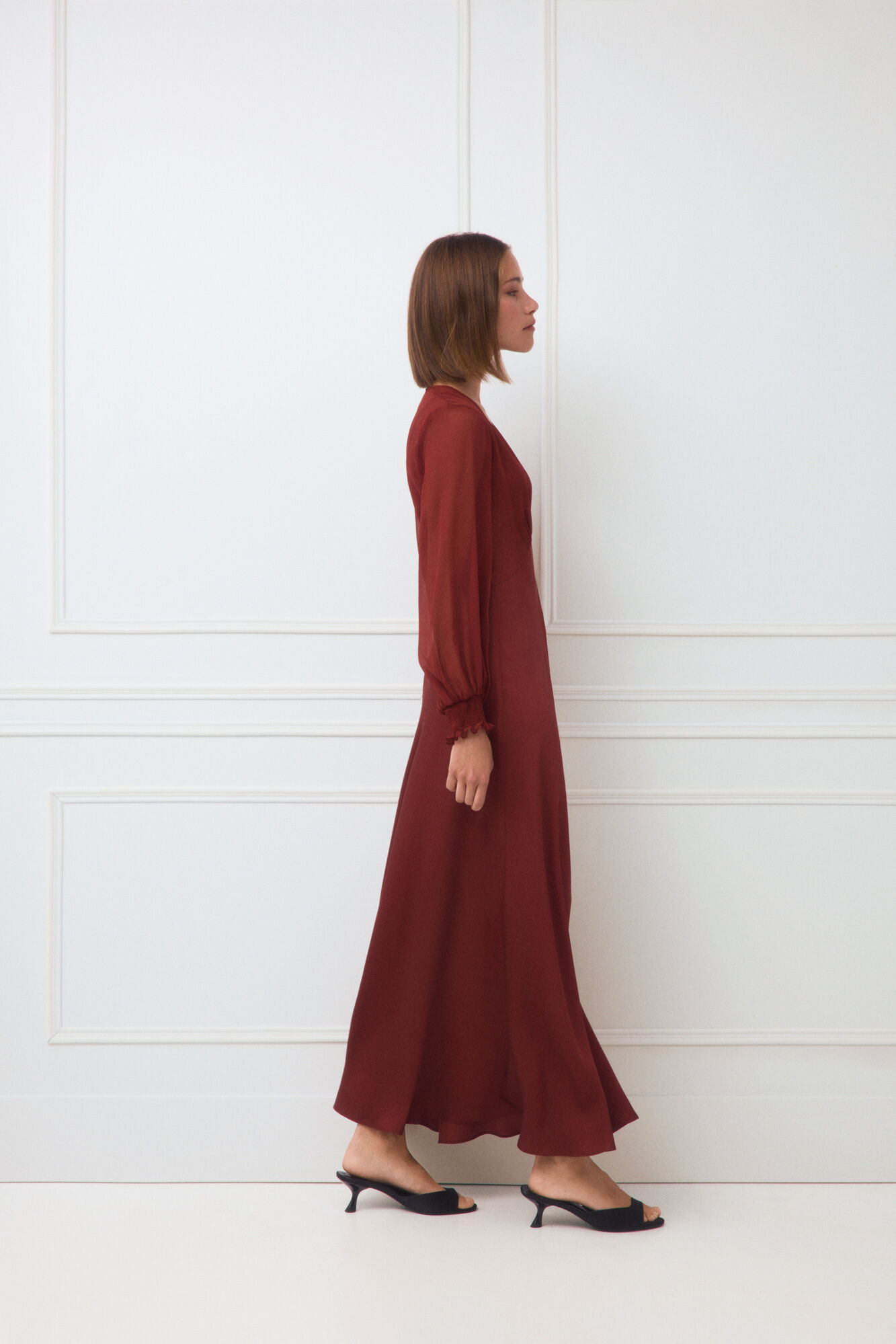 TFP by Tamara Falc&oacute; Combined midi long dress Burgundy