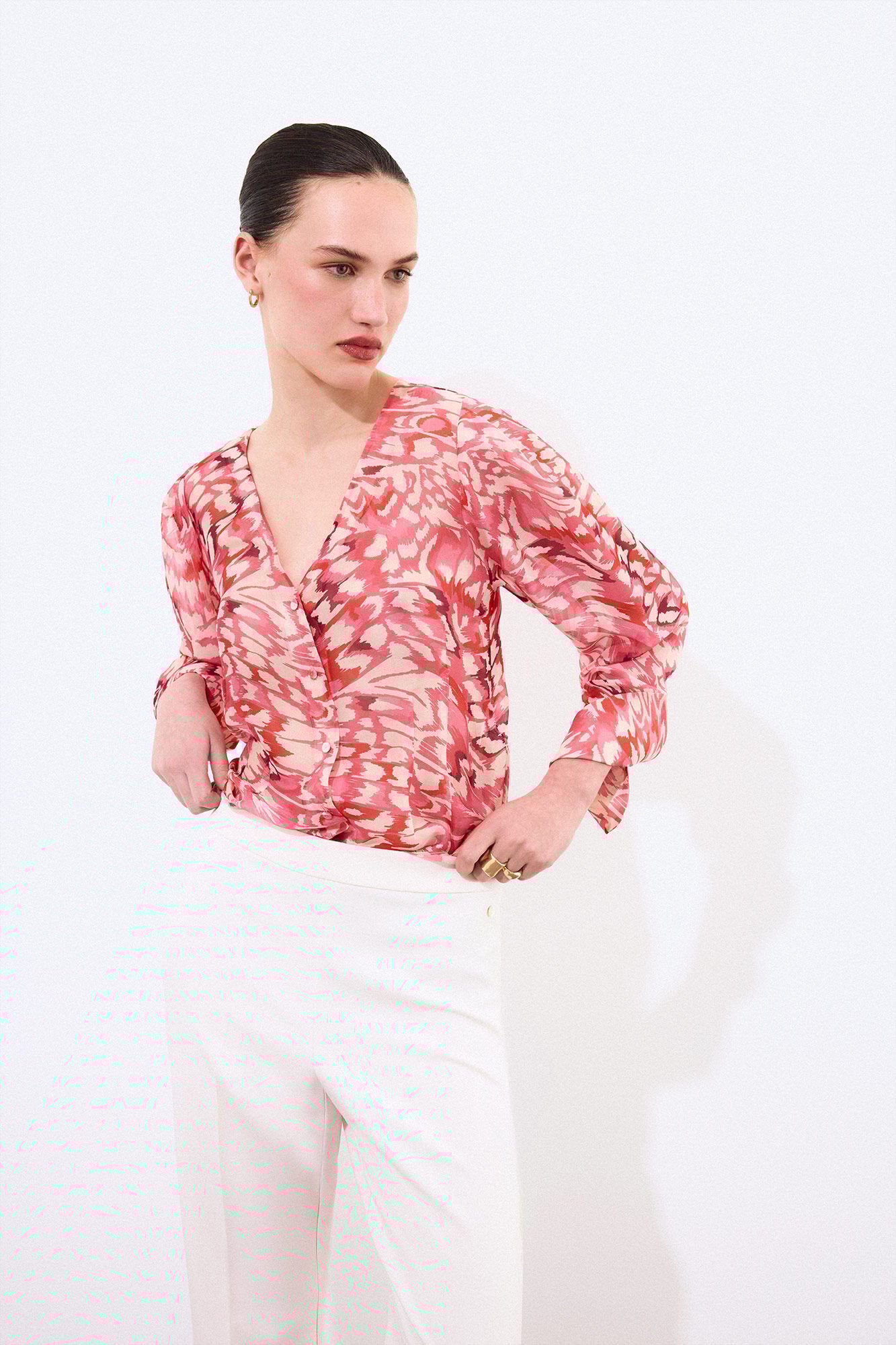 Pedro del Hierro Silk printed blouse Red