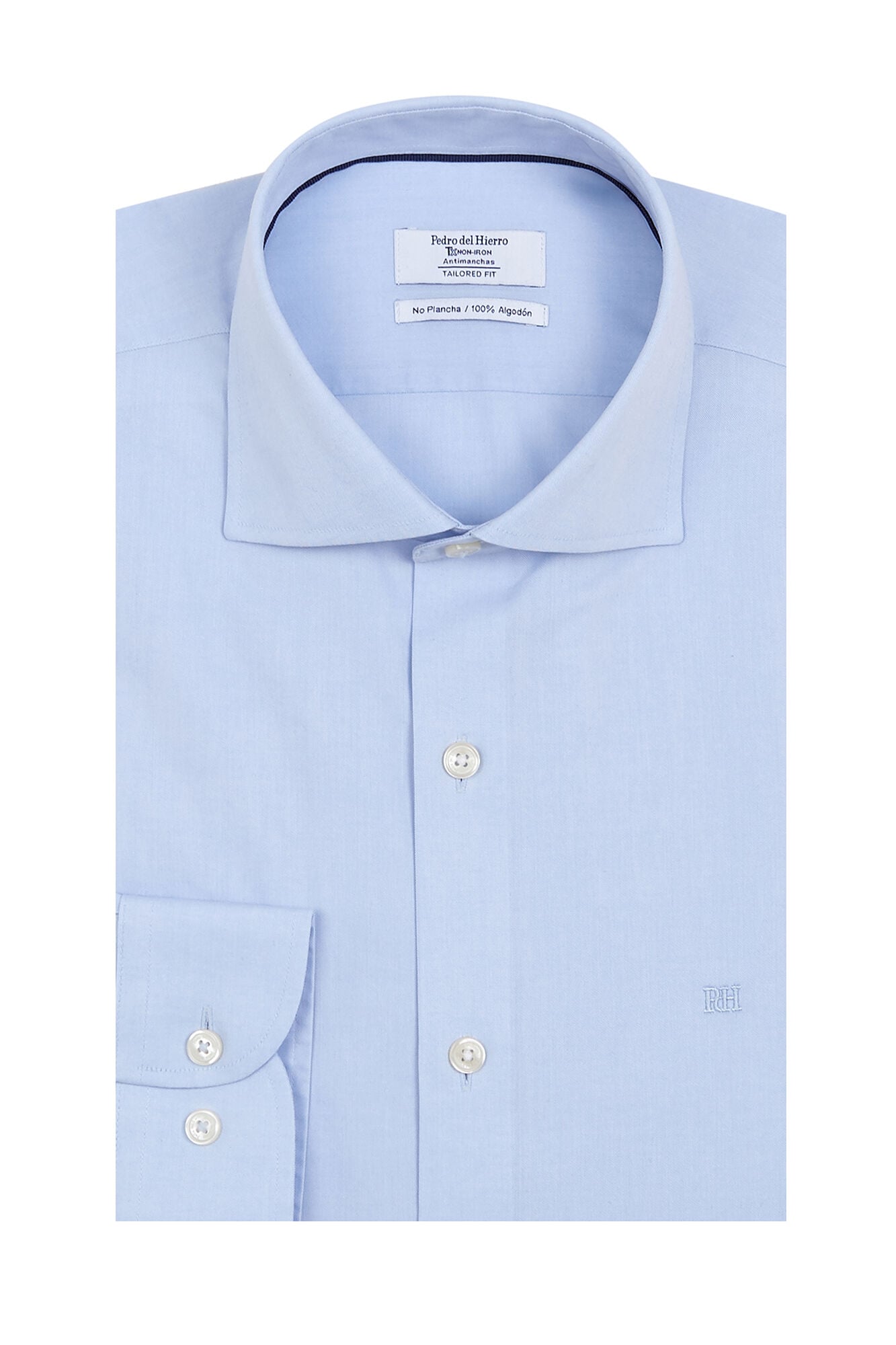 Pedro del Hierro Plain non-iron + anti-stain dress shirt Blue