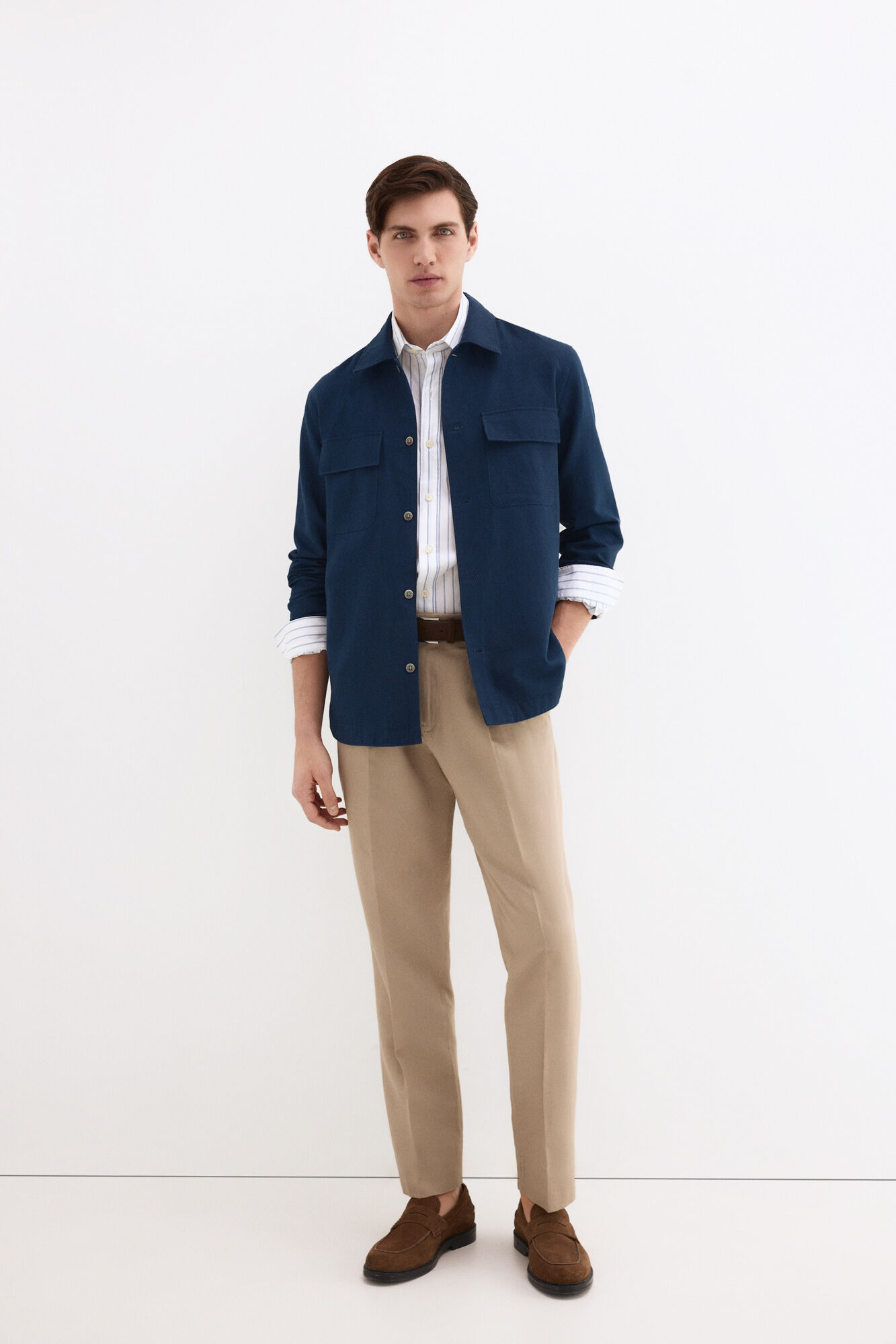 Pedro del Hierro Cotton linen plain overshirt