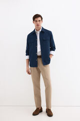 Pedro del Hierro Cotton linen plain overshirt Blue