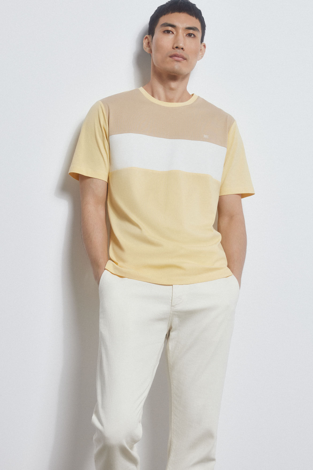 Pedro del Hierro Colour block T-shirt Beige