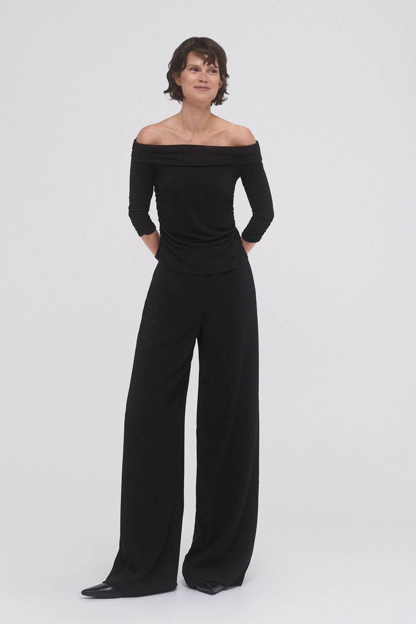 Pedro del Hierro Lurex off-shoulder t-shirt Black