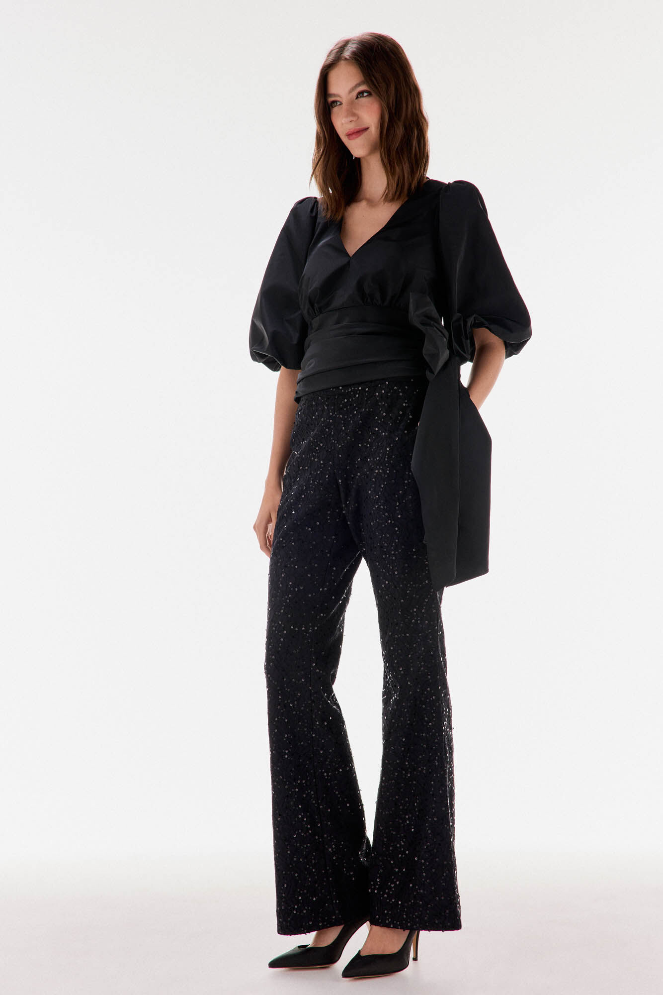 TFP by Tamara Falc&oacute; Taffeta blouse with bow or tie Black