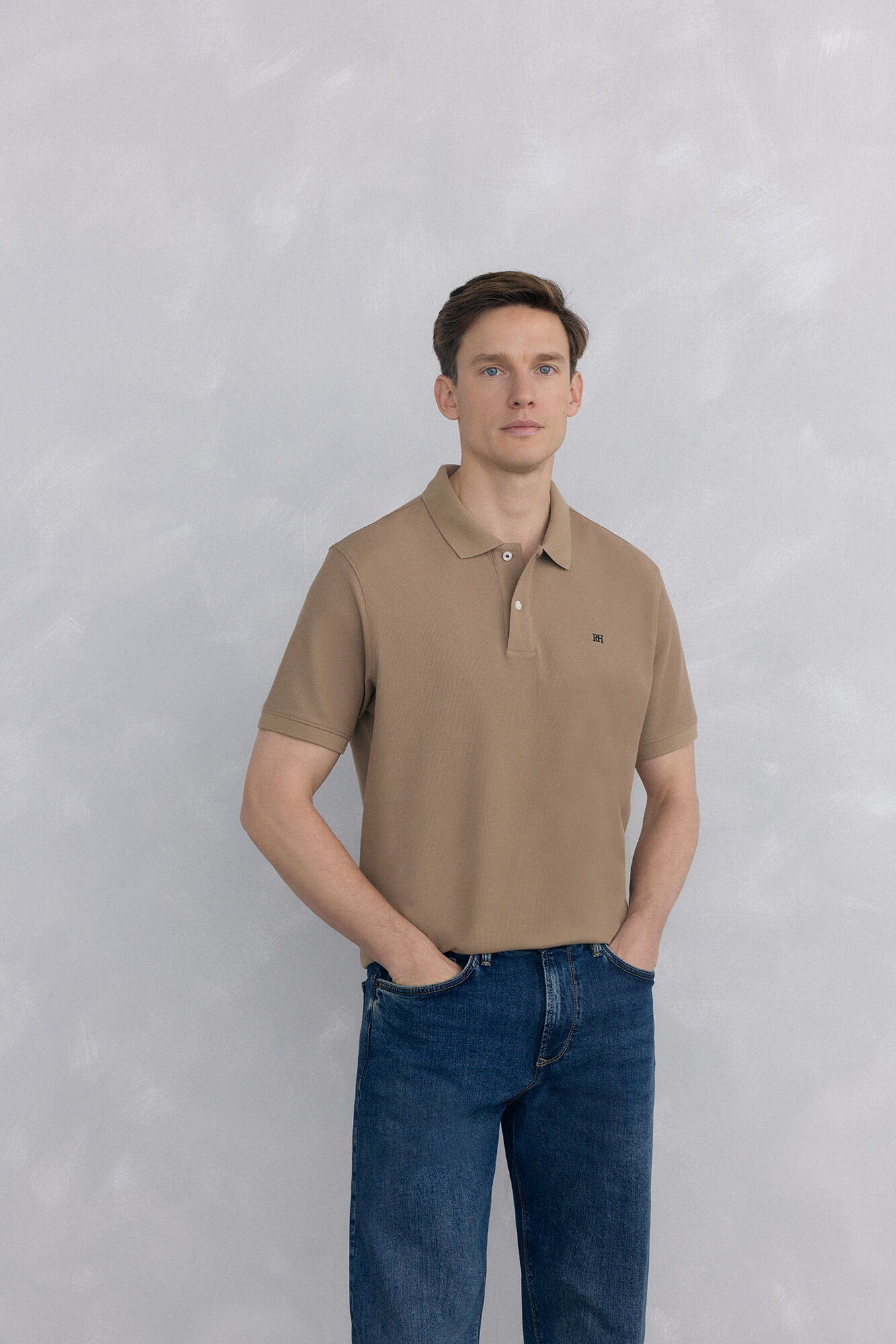 Pedro del Hierro Basic piqu&eacute; polo shirt Beige