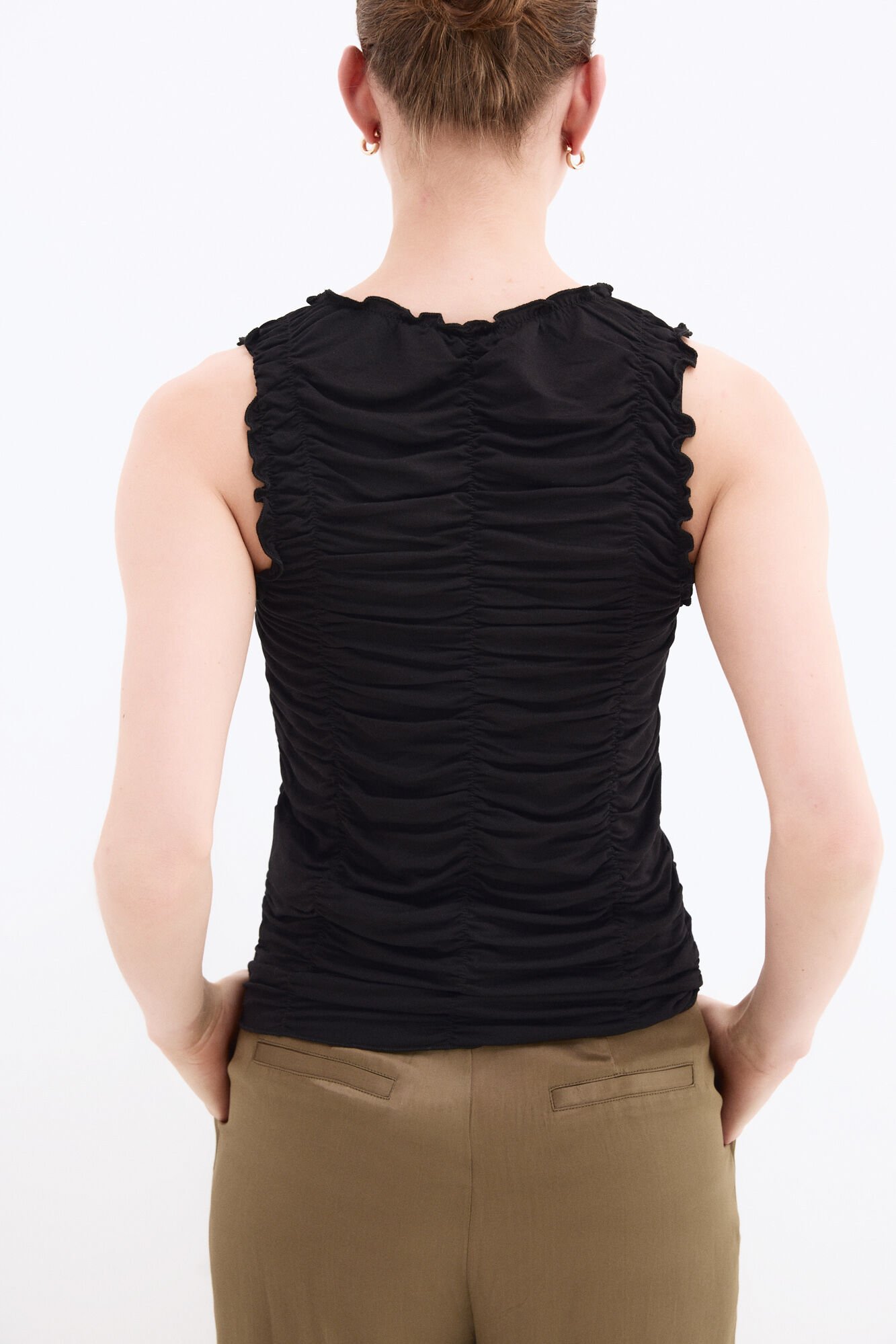 Pedro del Hierro Draped sleeveless T-shirt Black