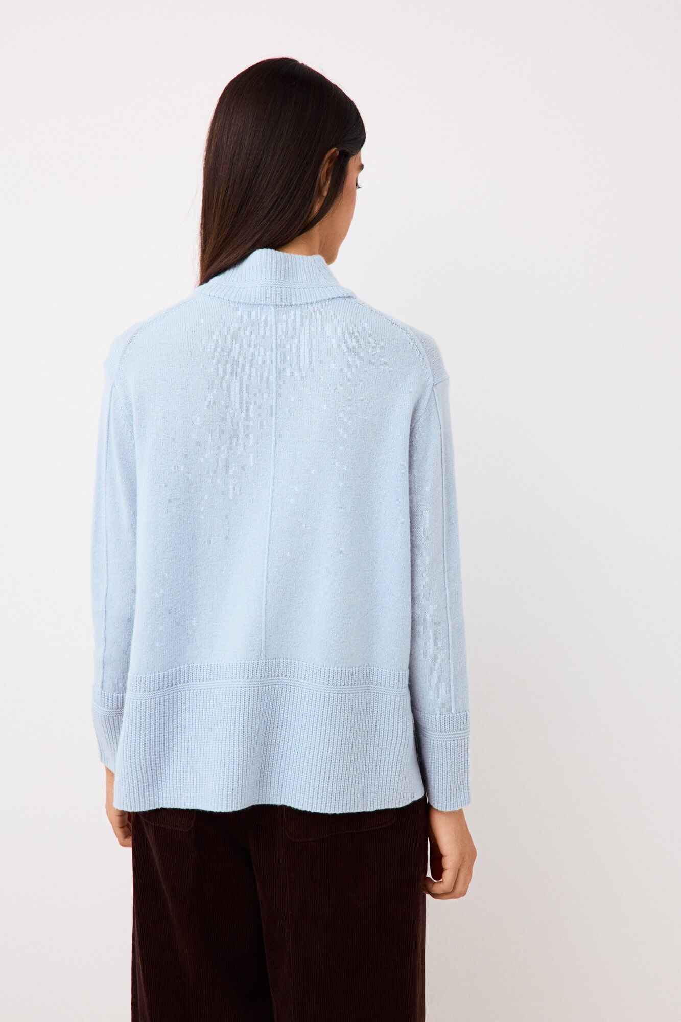 Pedro del Hierro Wool funnel neck jumper with central seam Blue