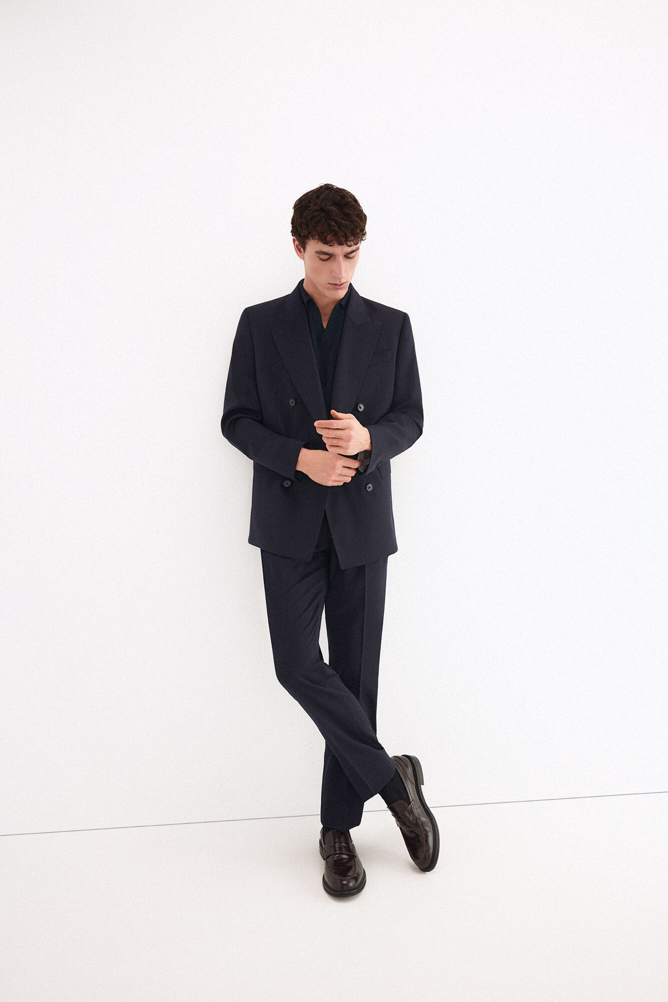 Pedro del Hierro Bi-stretch canvas double-breasted slim fit blazer Blue