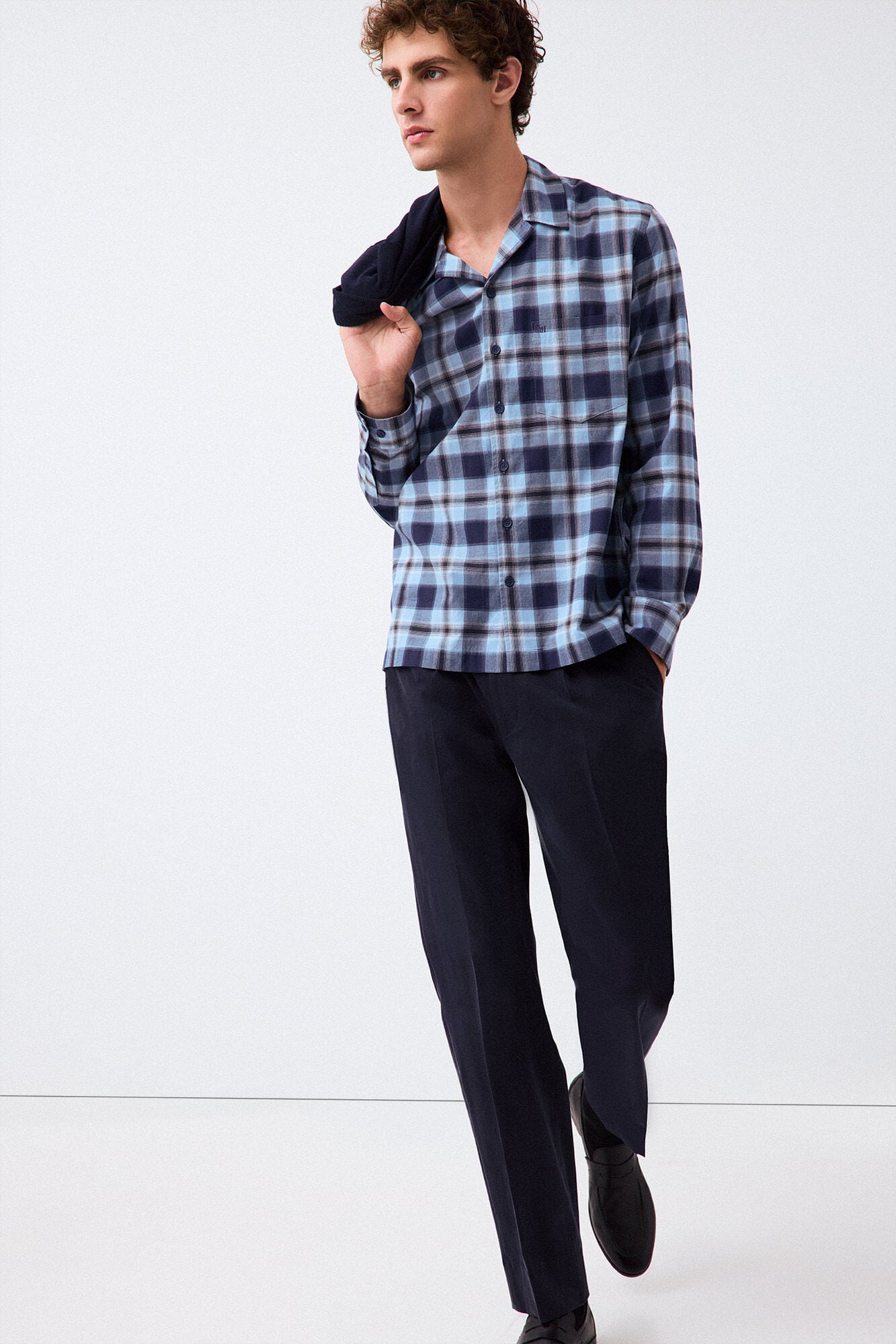 Pedro del Hierro Plaid camp collar shirt