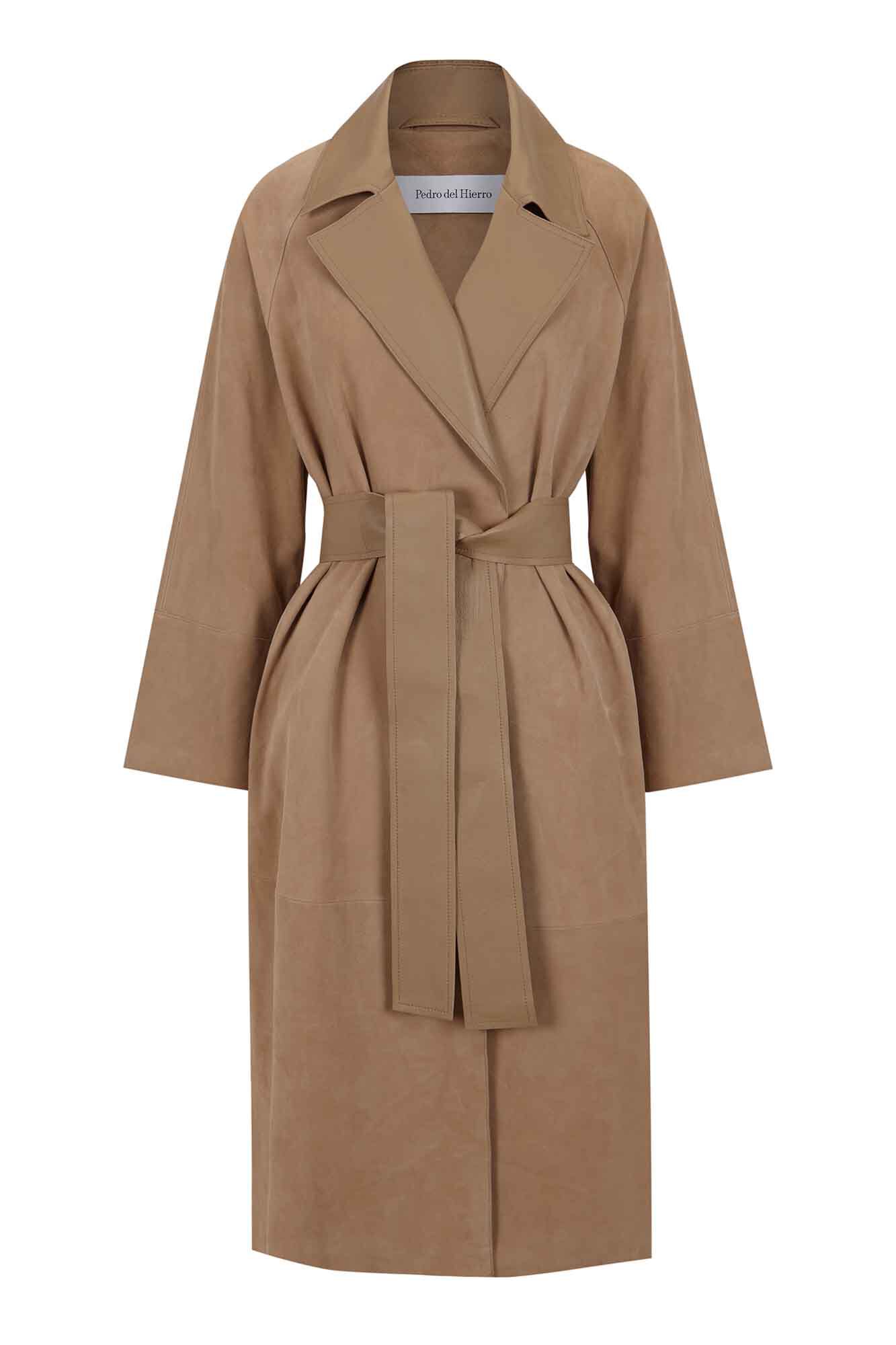 Pedro del Hierro leather trench Brown