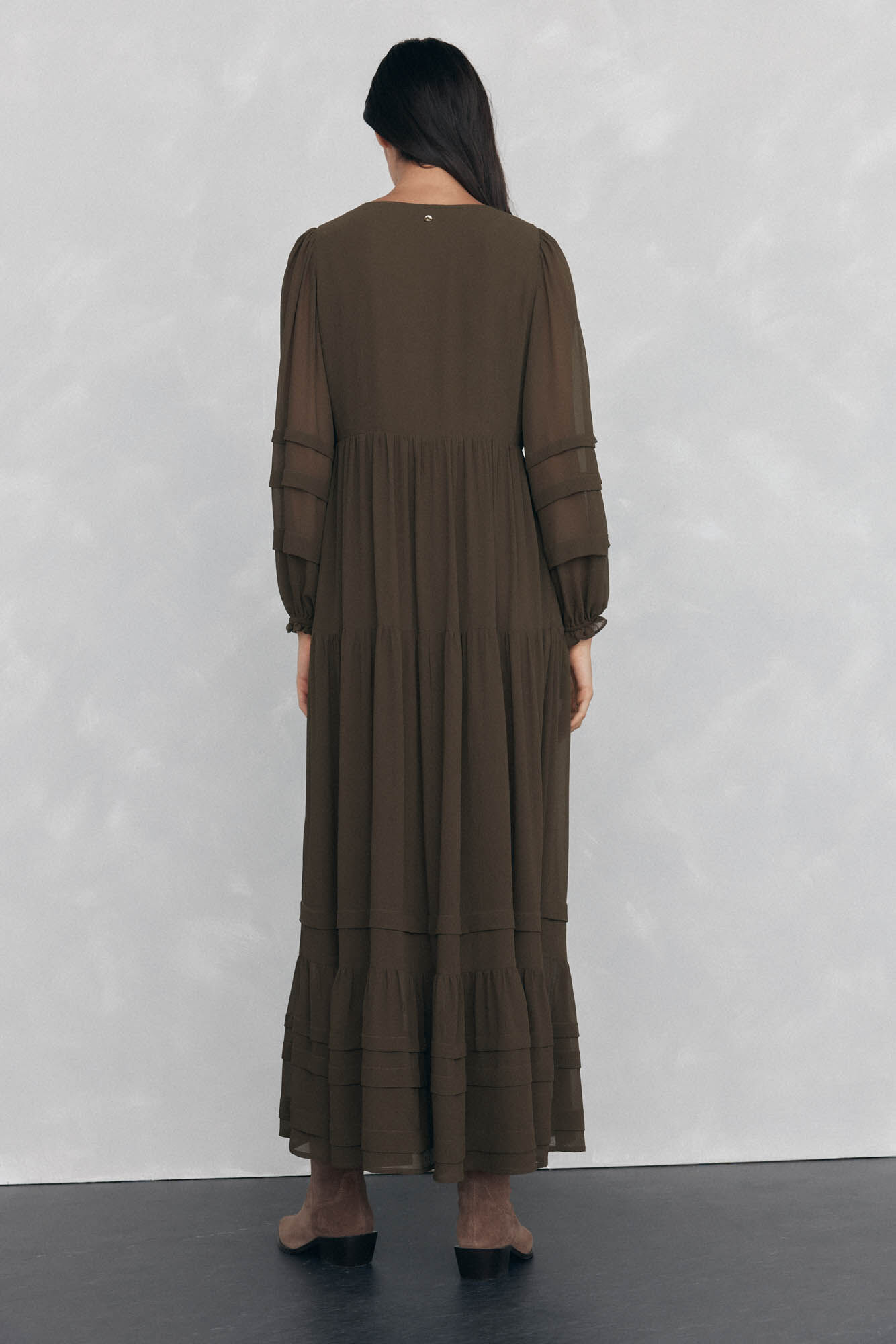 Pedro del Hierro Long dress with drawstring detail Green