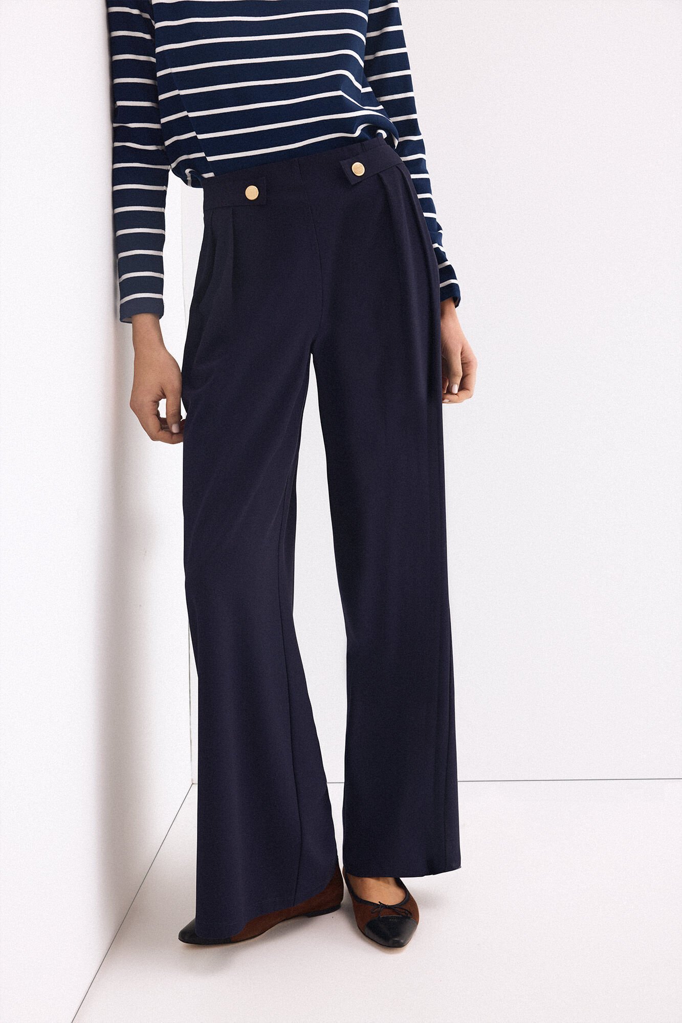 Pedro del Hierro Navy crepe trousers Blue
