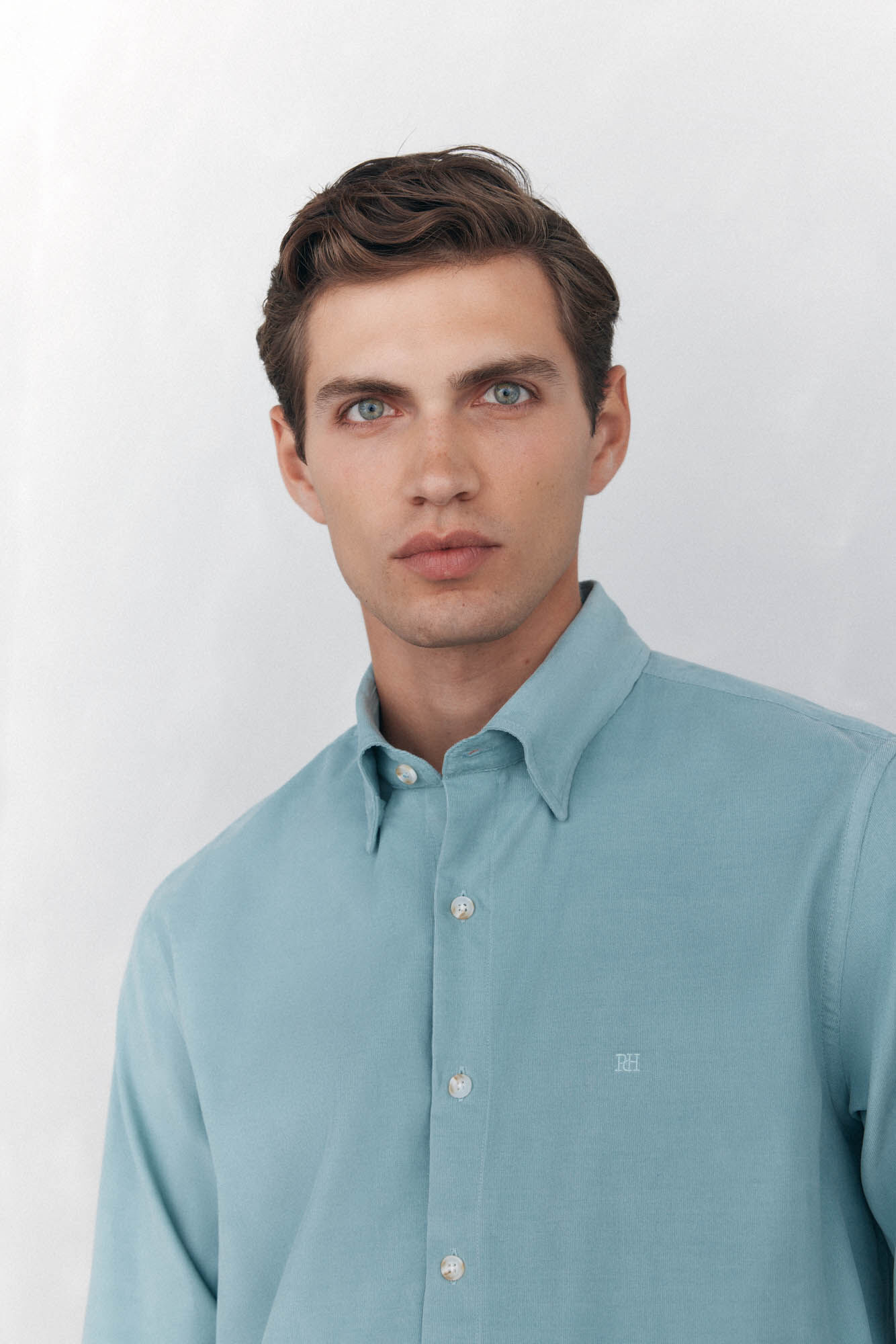 Pedro del Hierro Camisa de veludo macio Turquesa