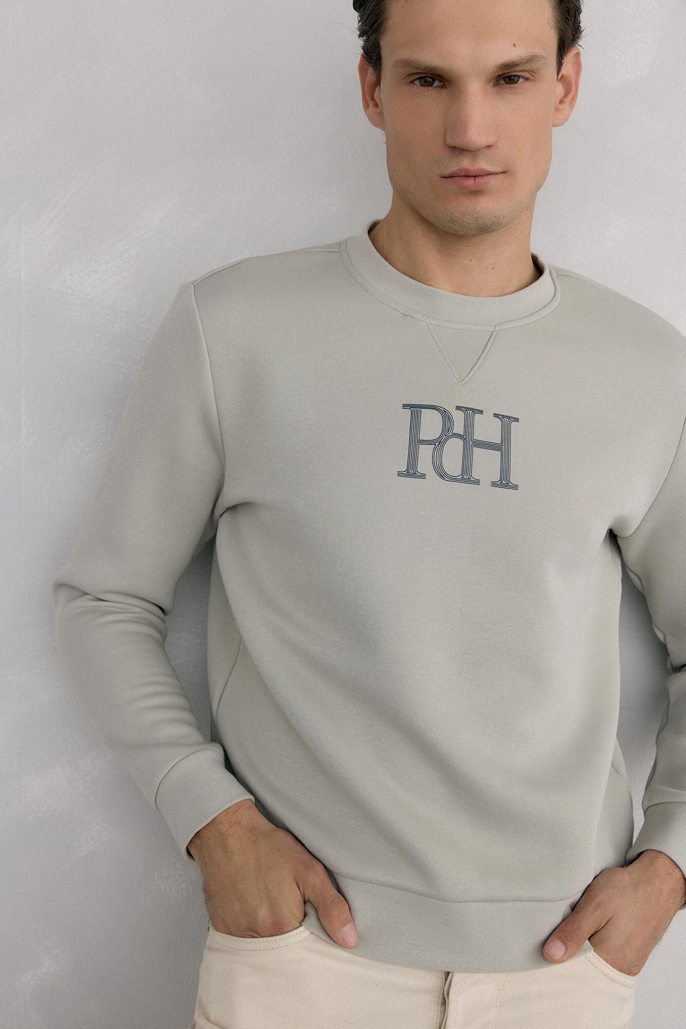 Pedro del Hierro Technical fabric crew neck sweatshirt