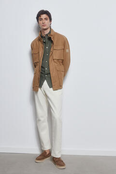 Pedro del Hierro Linen/cotton four-pocket jacket Brown