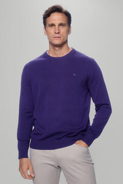Pedro del Hierro Jersey algodón premium cuello redondo Púrpura