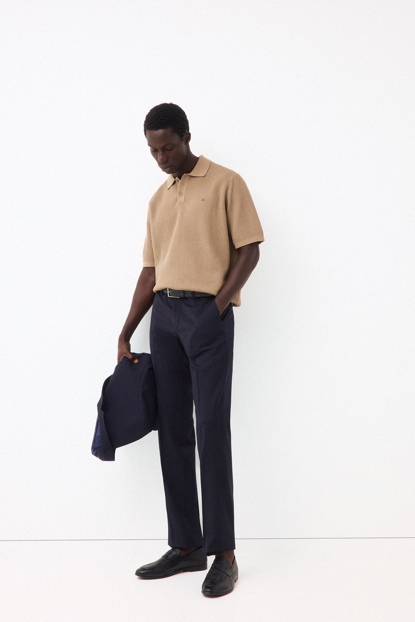 Pedro del Hierro Polo de malha premium de manga curta Beige