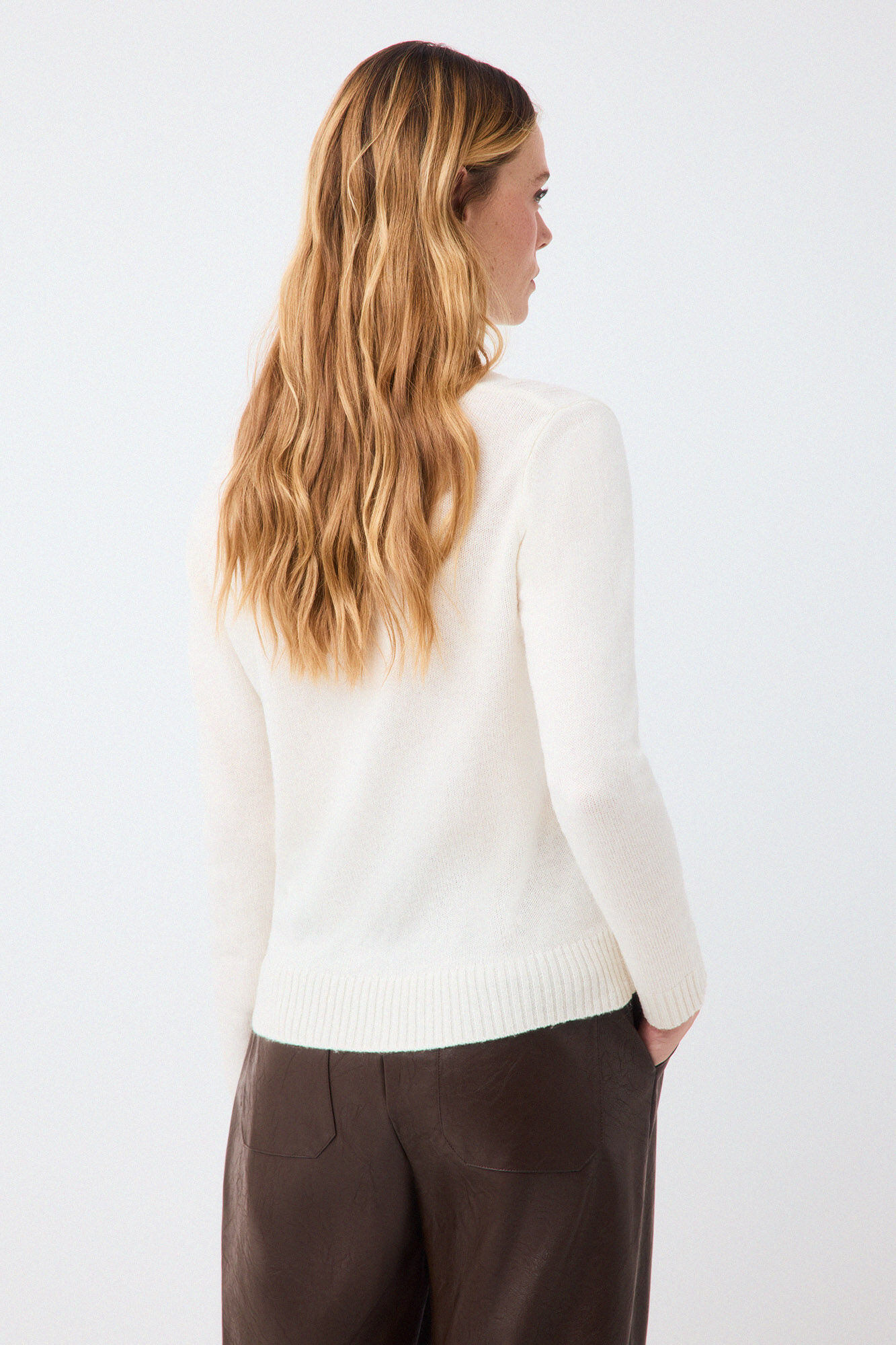 Pedro del Hierro Crochet detail V-neck jumper Ecru