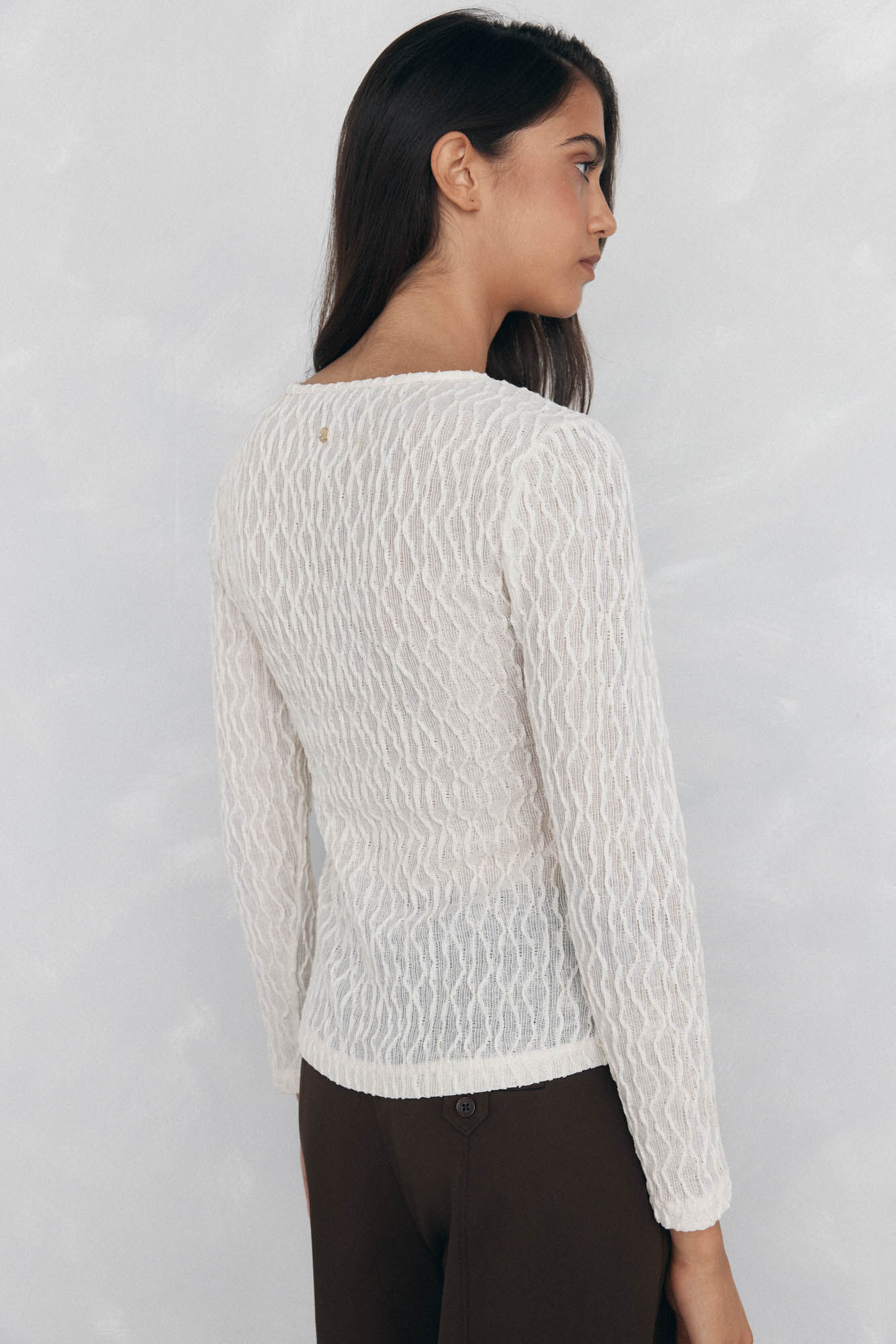 Pedro del Hierro Structured French-sleeved T-shirt Ecru