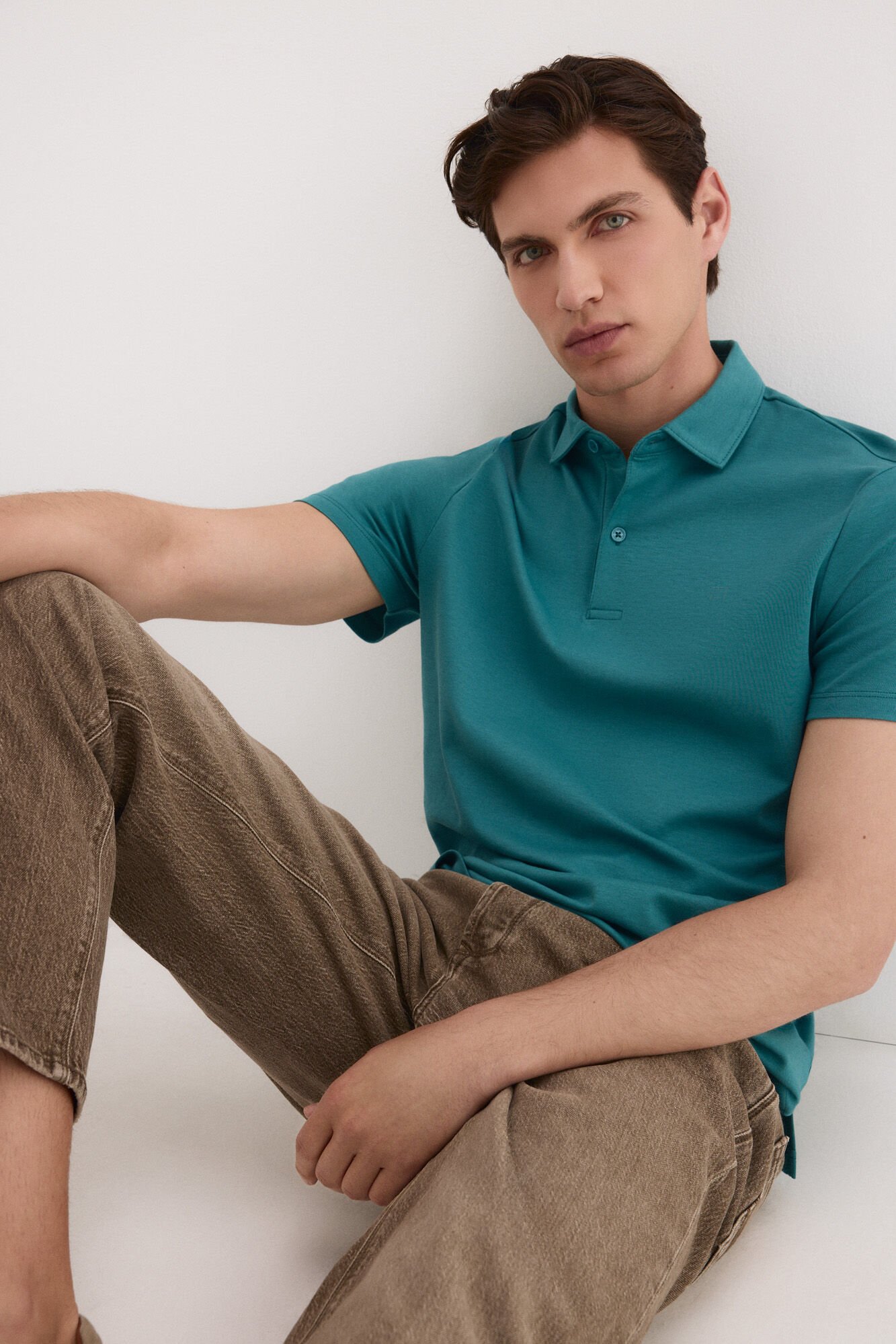 Pedro del Hierro Mercerized polo shirt Turquoise