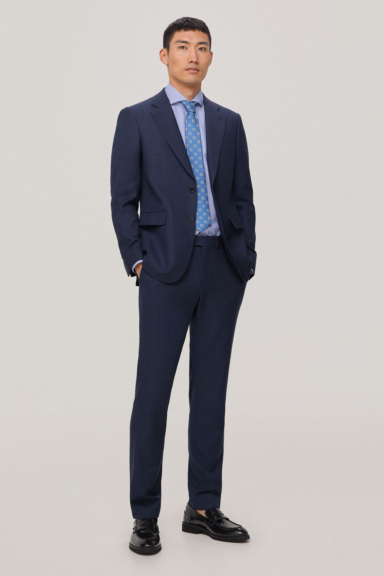 Pedro del Hierro Pantal&oacute;n traje ojo de perdiz en slim fit Azul