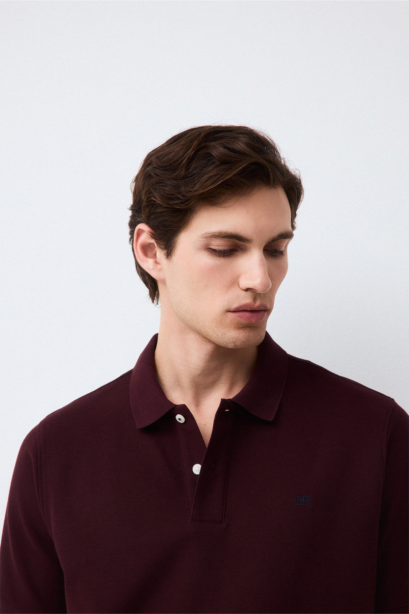 Pedro del Hierro Piqu&eacute; basic polo shirt Burgundy