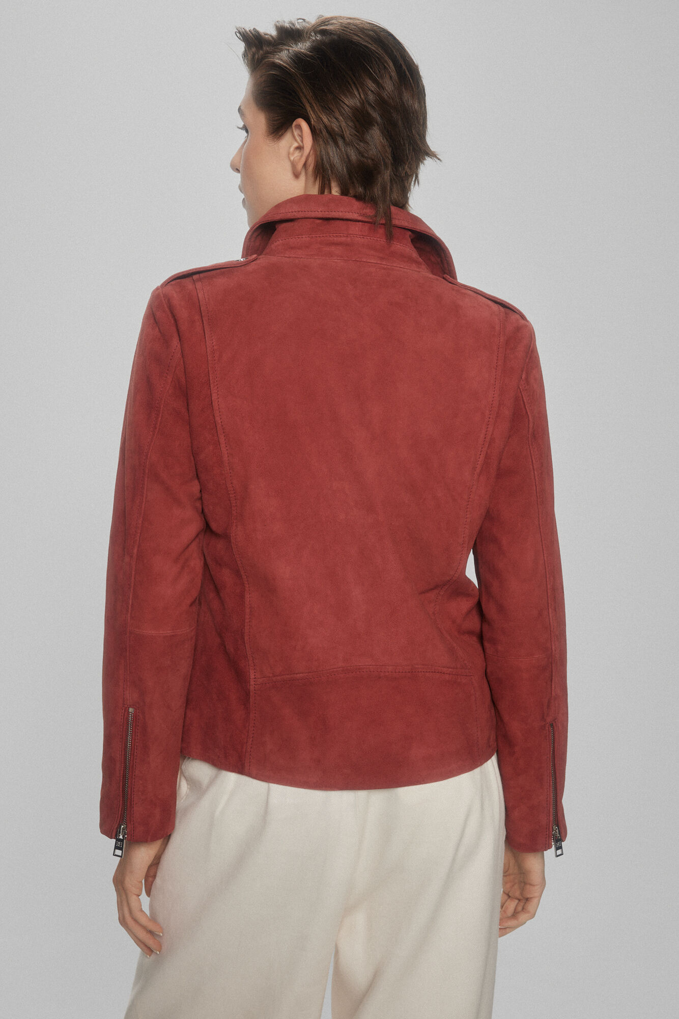 Pedro del Hierro Suede biker jacket Red