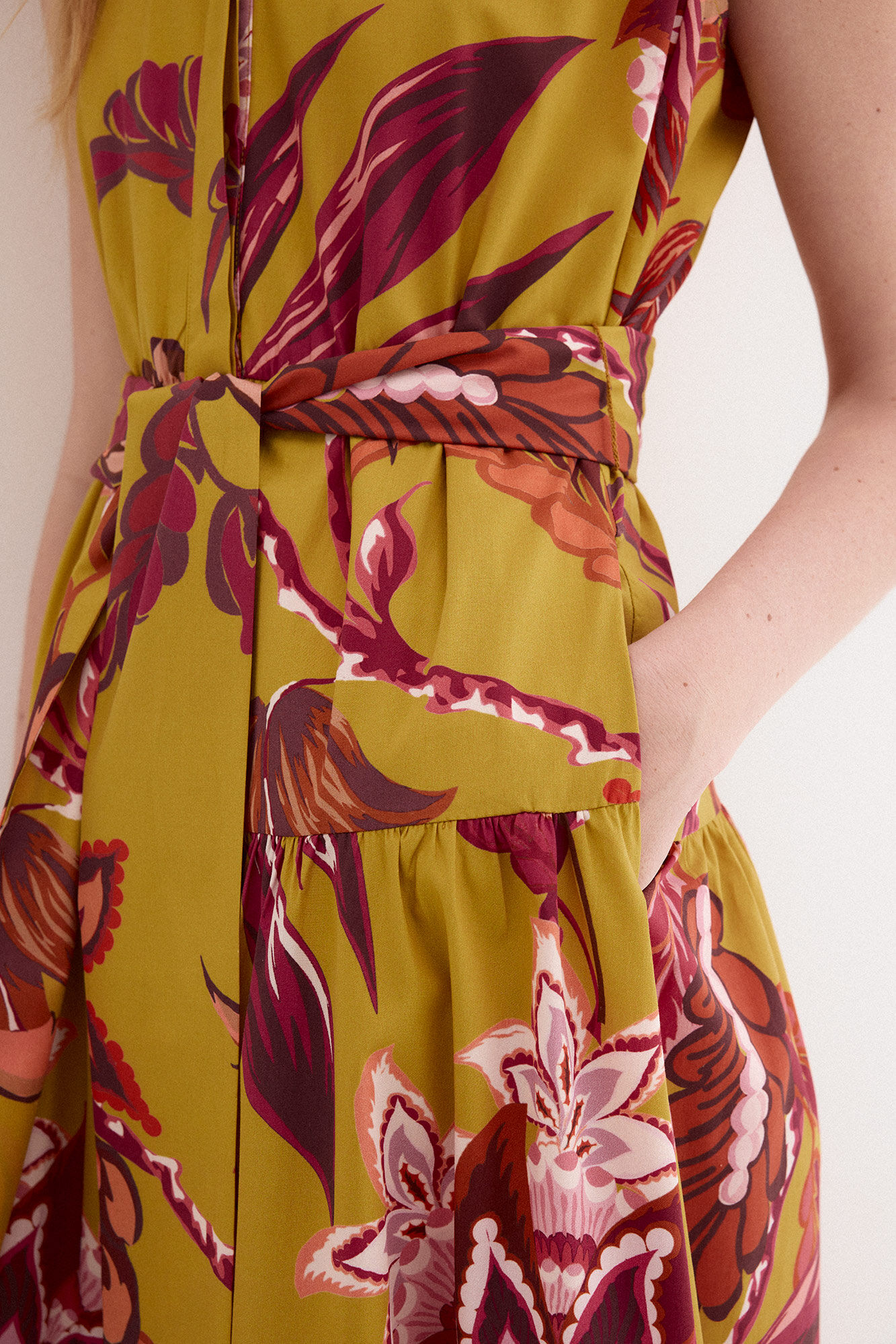 Pedro del Hierro Vestido camiseiro sem mangas estampado Amarelo