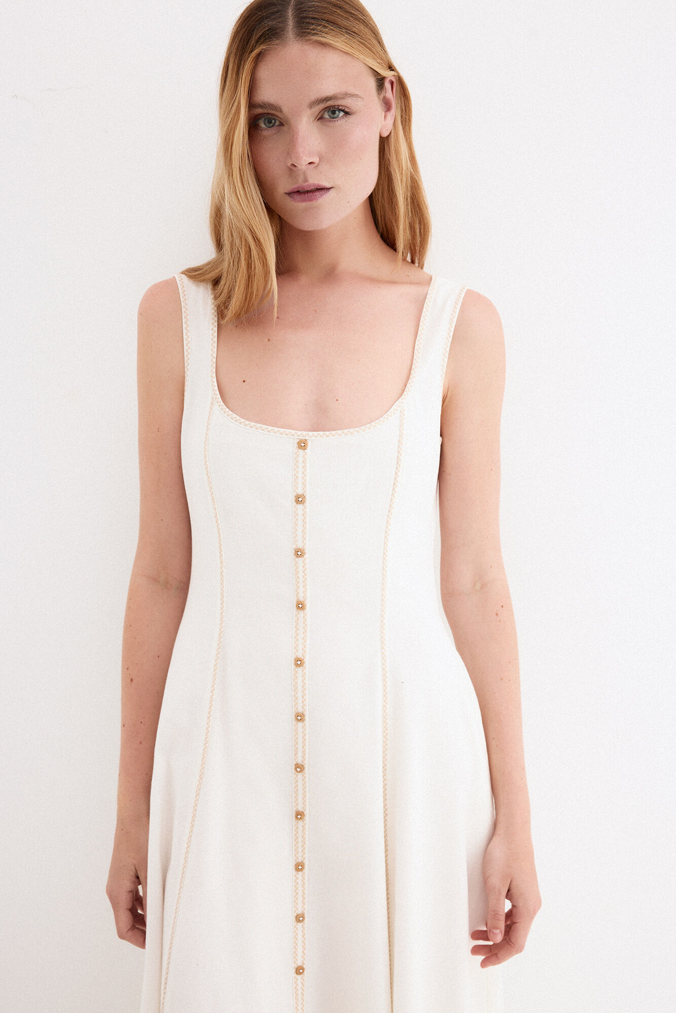 Pedro del Hierro Vestido sin mangas detalle botones Blanco