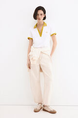 Pedro del Hierro Short sleeve contrast polo shirt Yellow