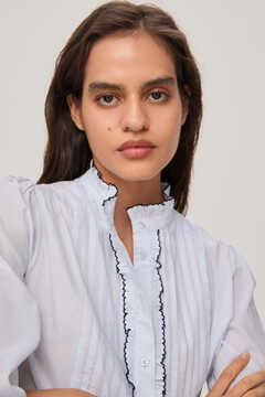 Pedro del Hierro Blouse with contrast embroidery. Blue