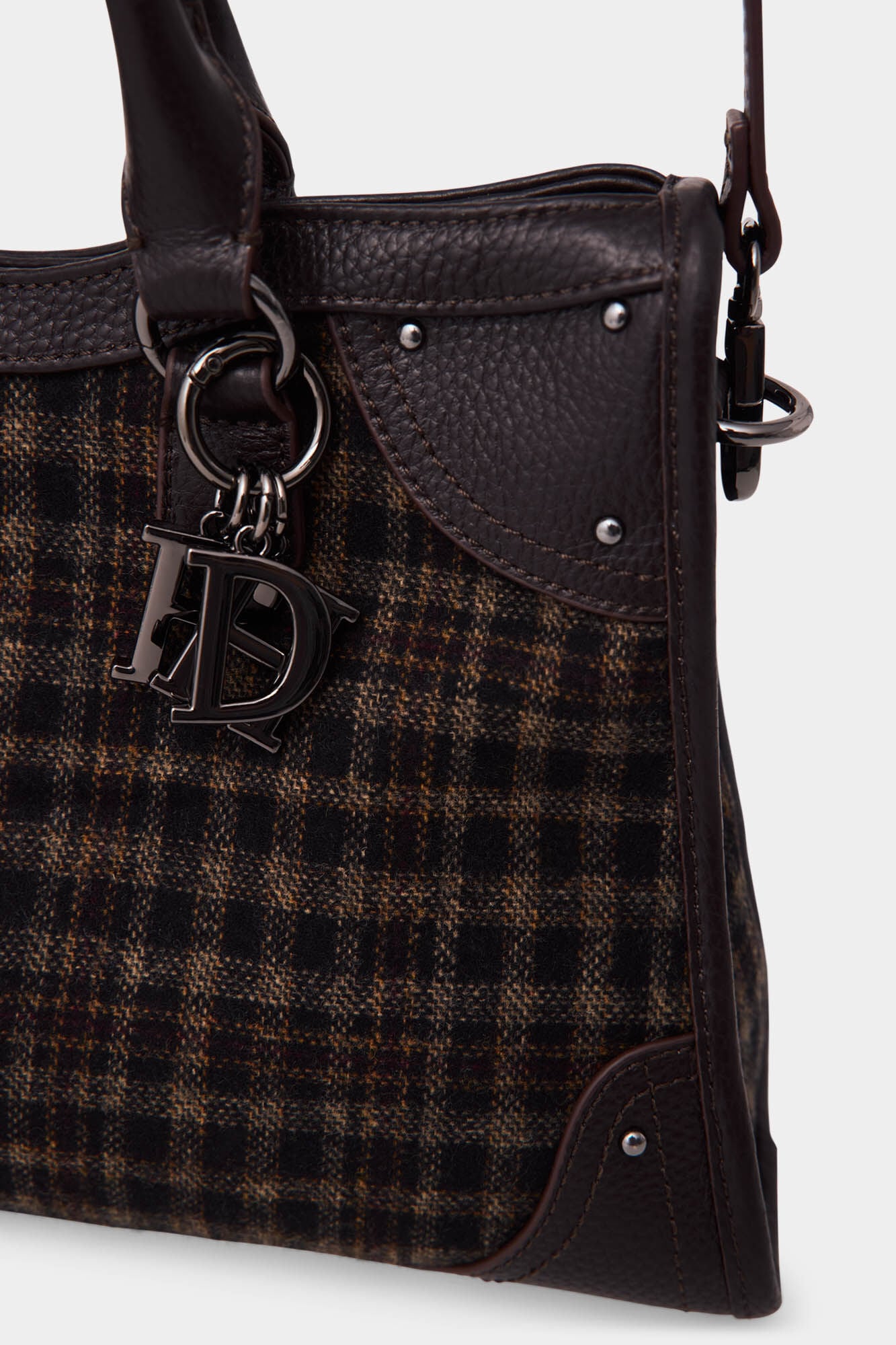Pedro del Hierro Plaid medium handbag Brown