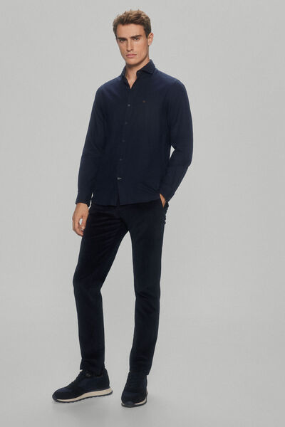 Pedro del Hierro Textured cashmere touch shirt Blue