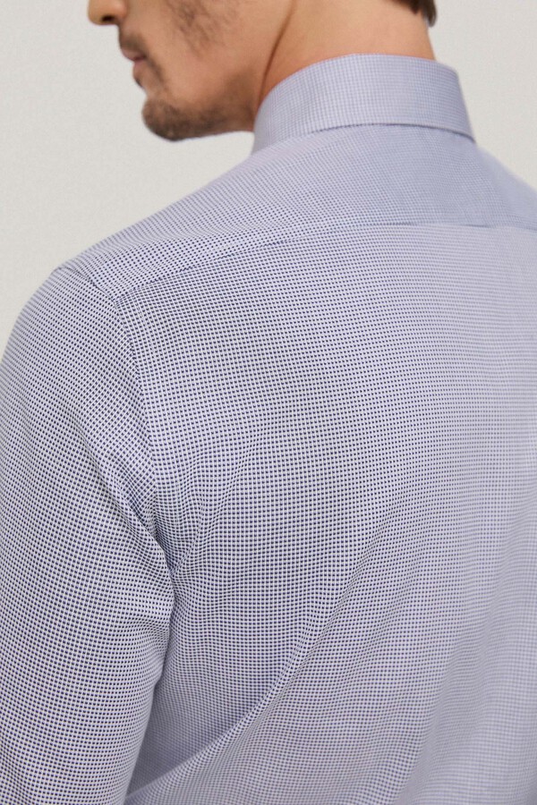 Pedro del Hierro Camisa vestir quadrados slim fácil de engomar Azul
