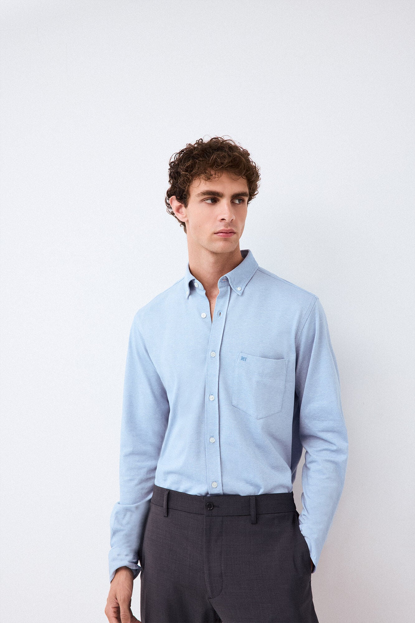 Pedro del Hierro Plain jersey-knit shirt Blue