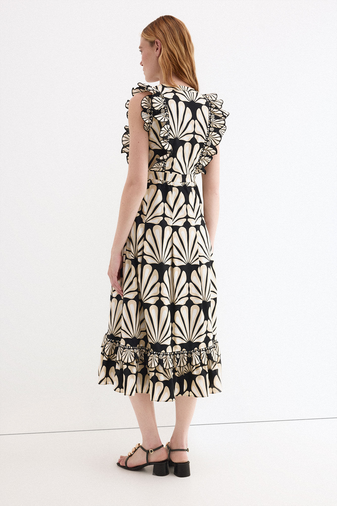 Pedro del Hierro Cotton ruffle dress Beige
