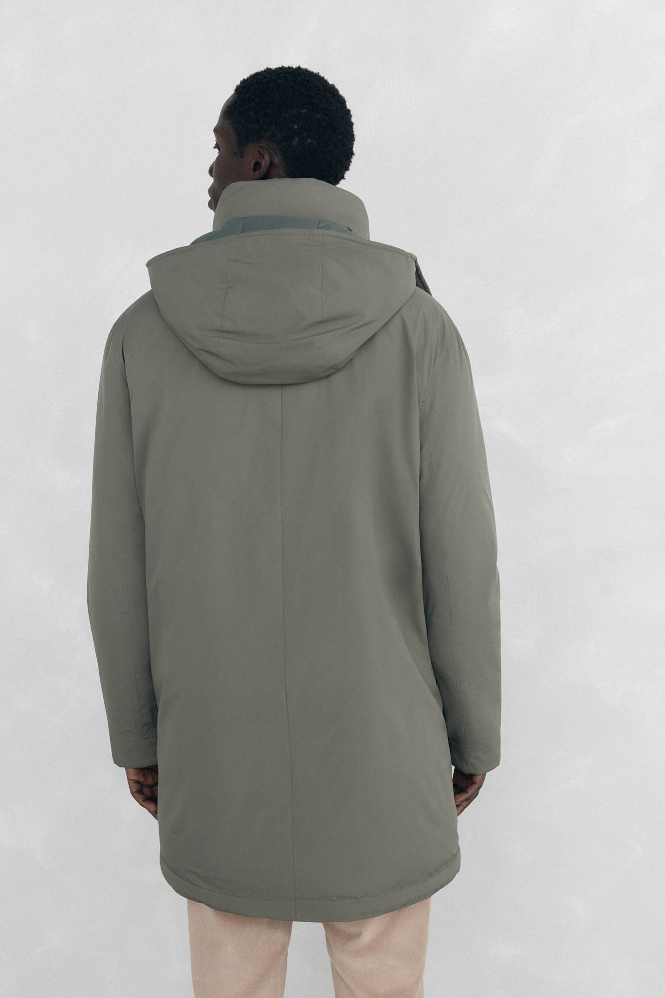 Pedro del Hierro Long parka with hood and views Green