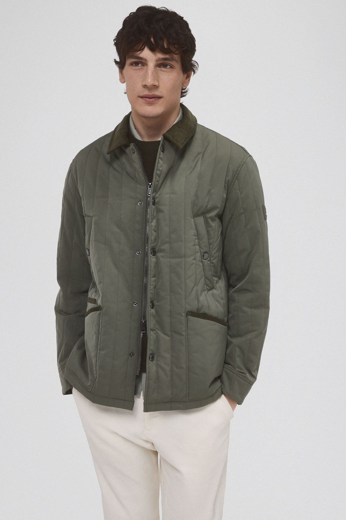 Pedro del Hierro Corduroy collar jacket Green