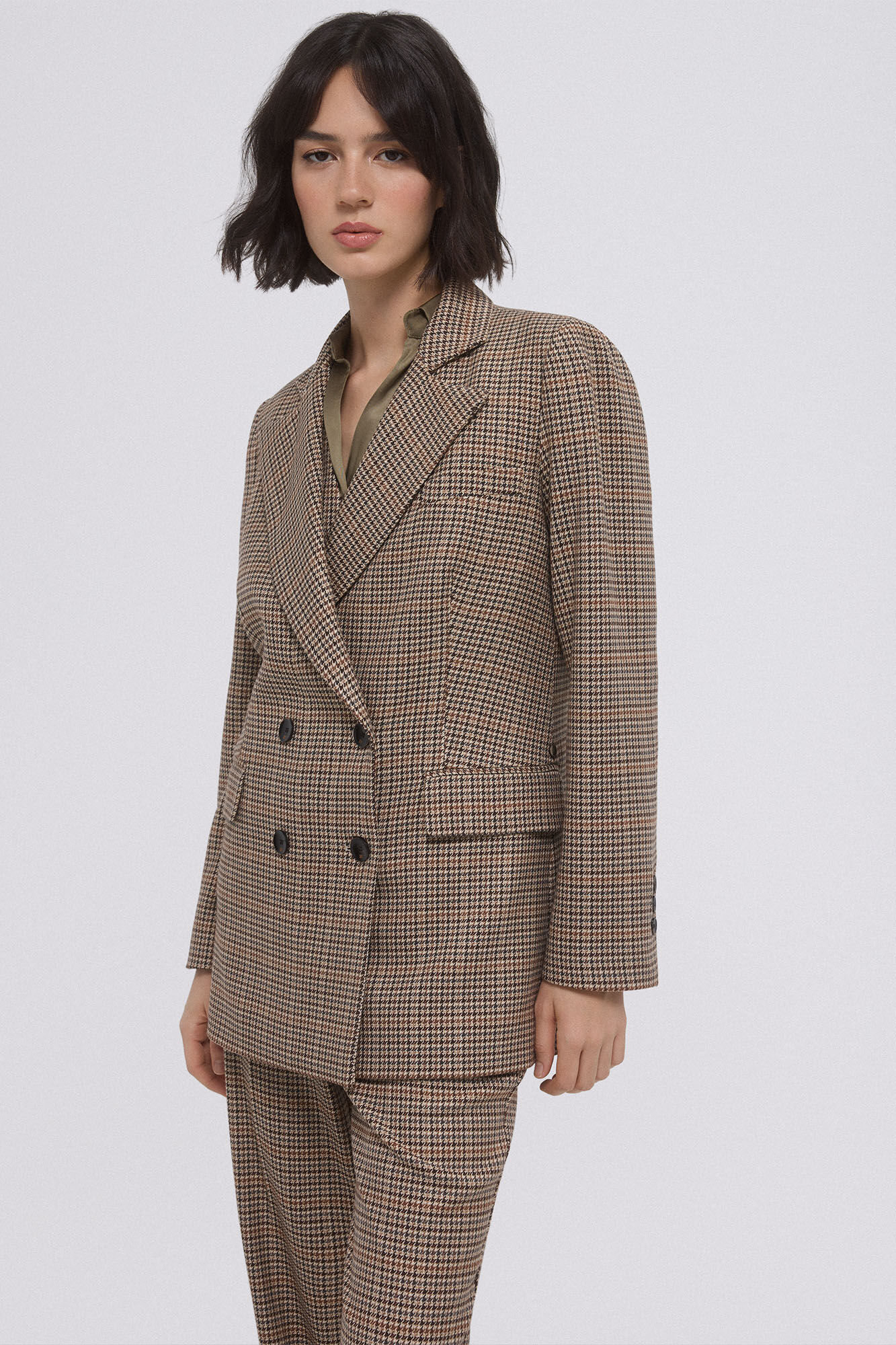 Pedro del Hierro Houndstooth suit blazer Brown