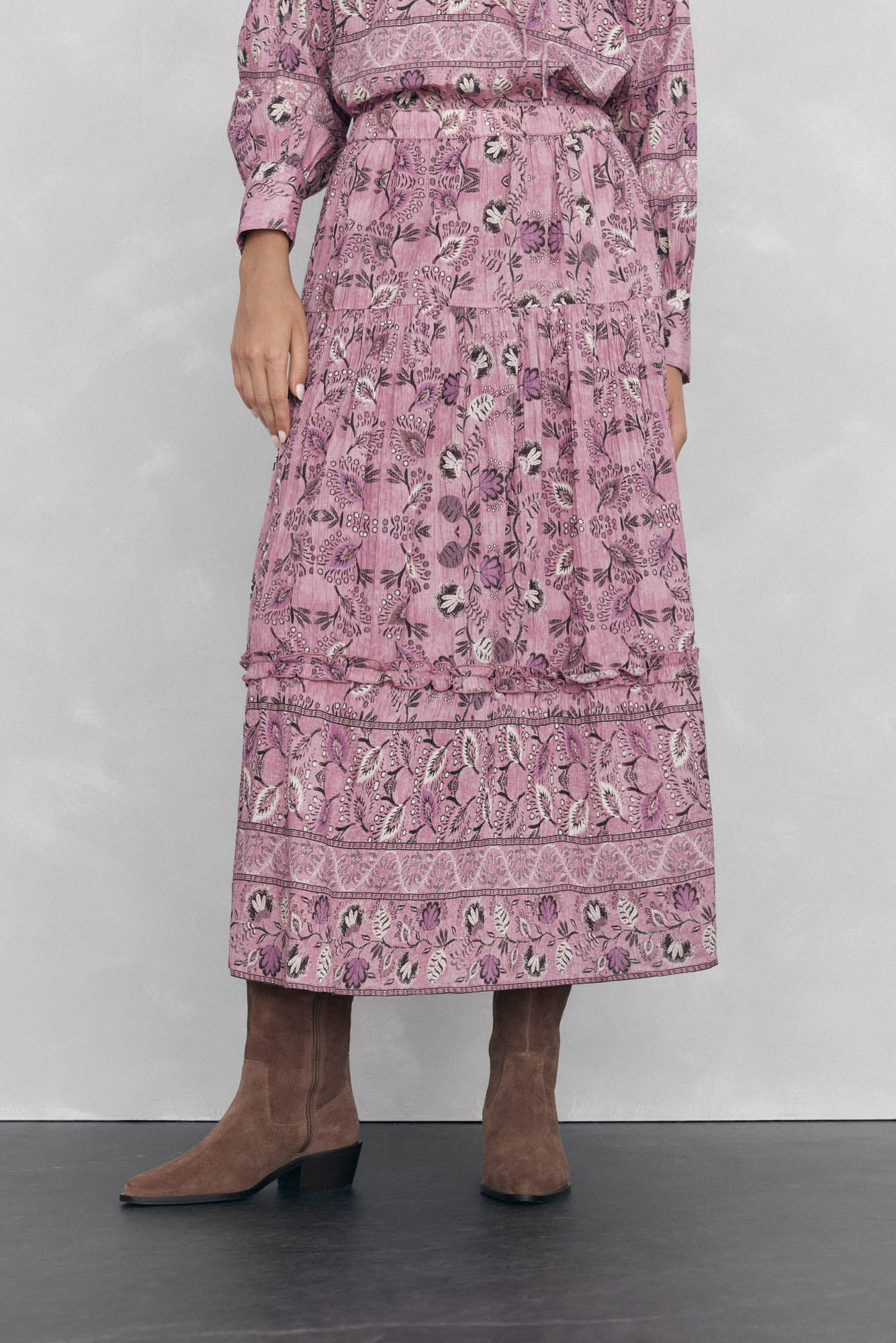 Pedro del Hierro Printed midi skirt floors Purple