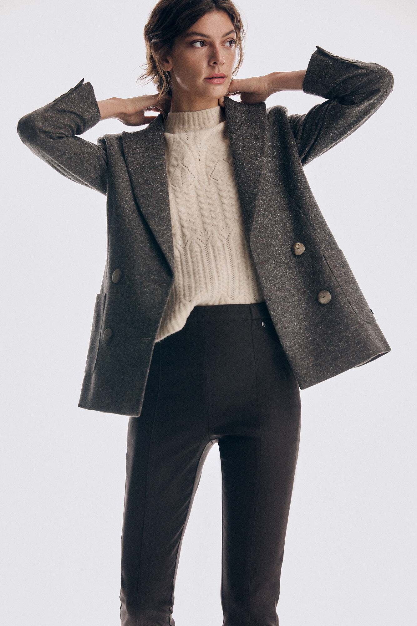 Pedro del Hierro TENCEL&reg;Lyocell faux leather leggings Brown