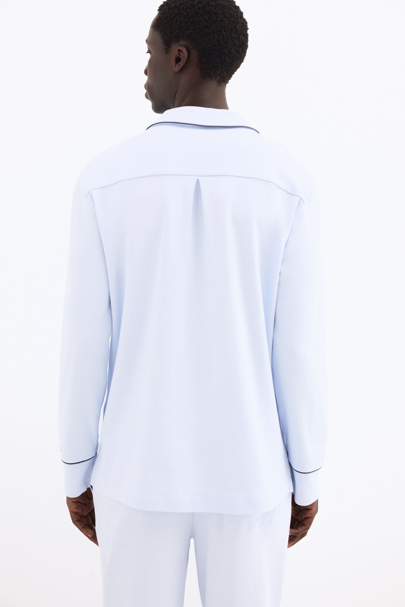 Pedro del Hierro Camisa de pijama de manga comprida em algod&atilde;o espanhol Azul