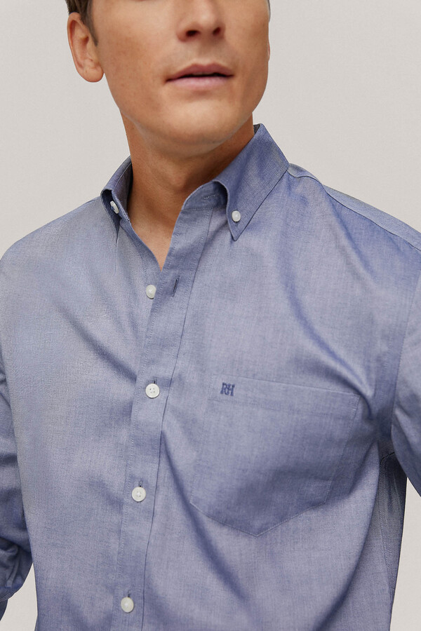 Pedro del Hierro Plain non-iron + stain-resistant shirt Blue