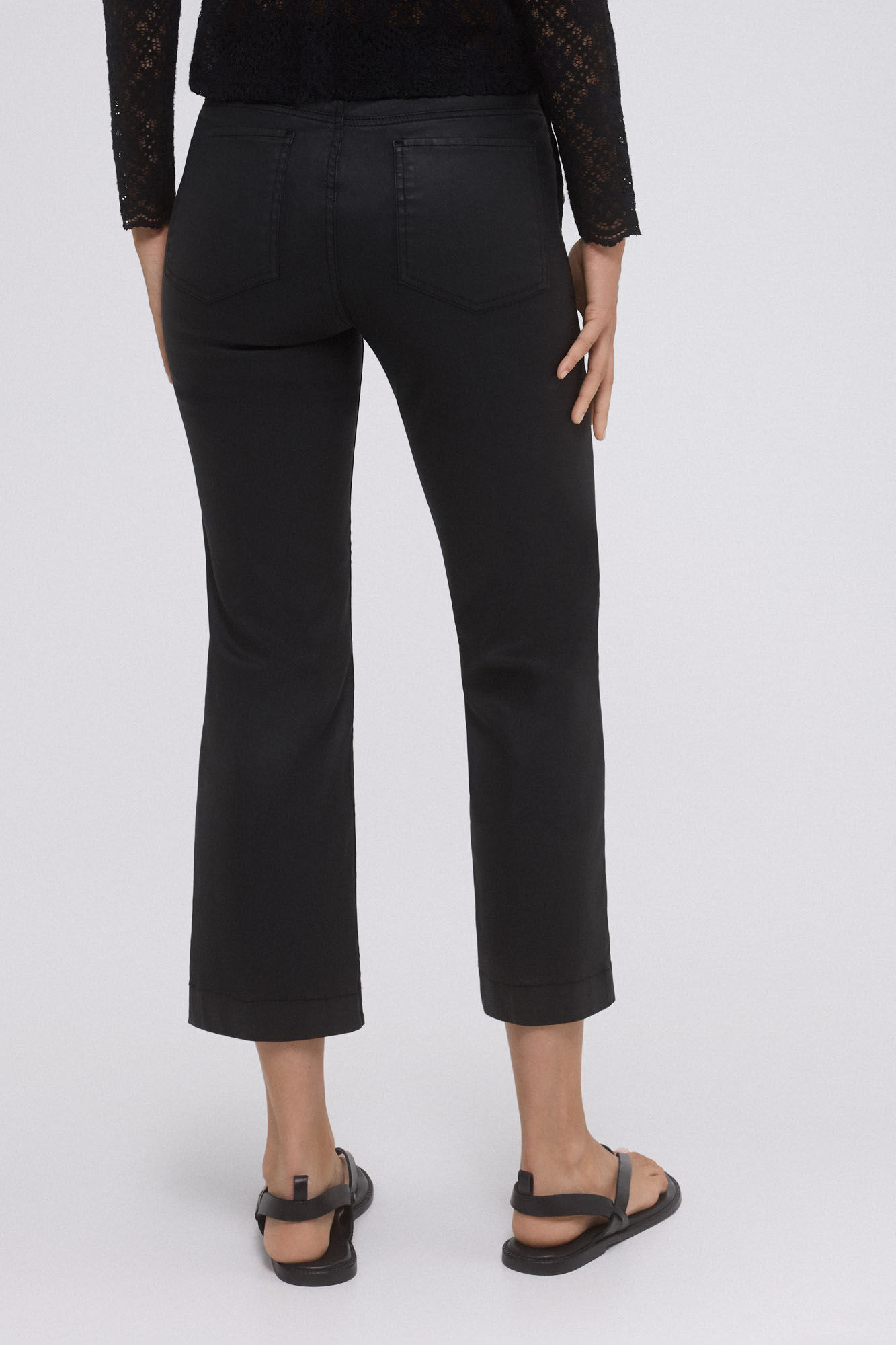 Pedro del Hierro Rubberized stove pipe cropped pants Black